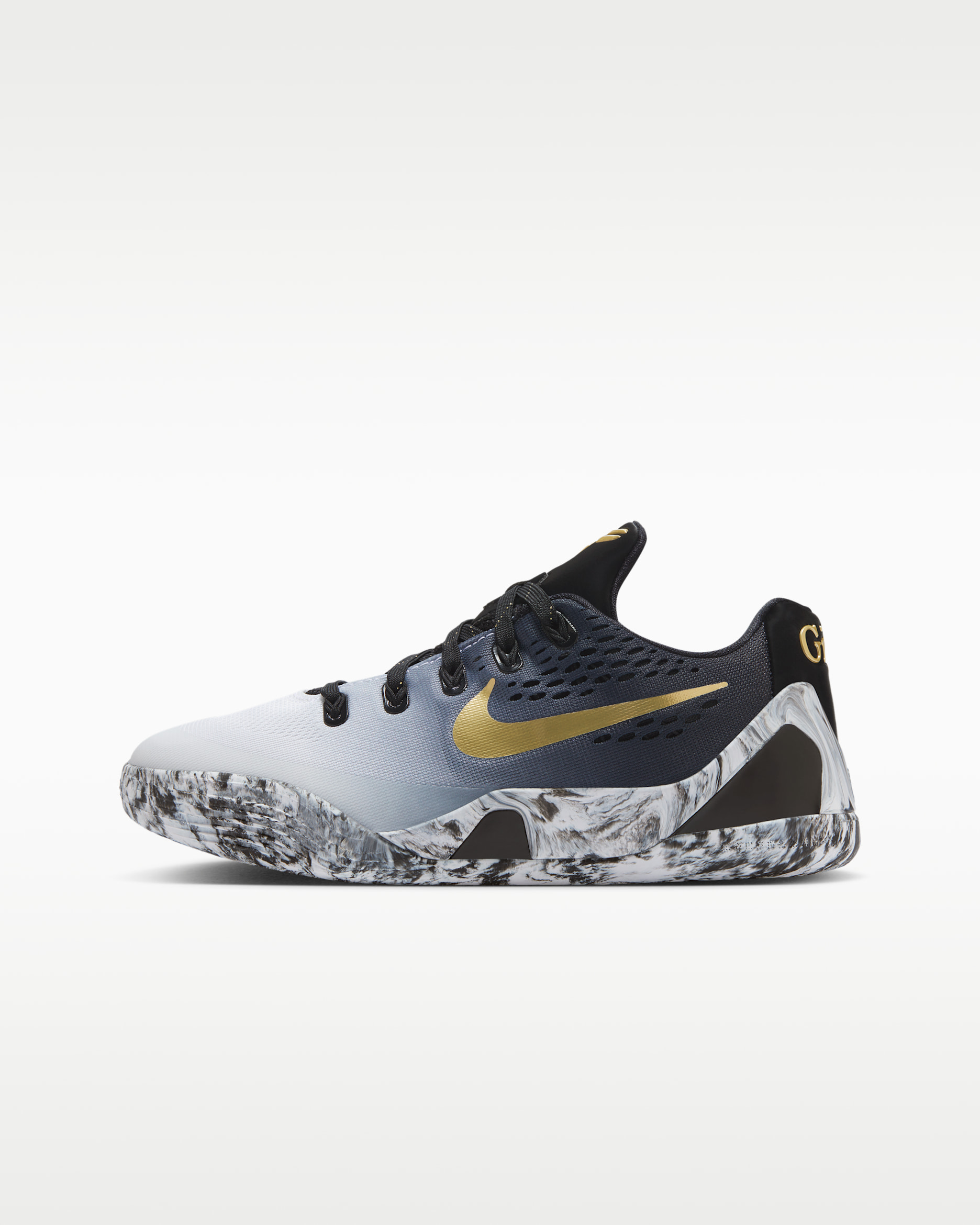 Kobe IX Big Kids' Basketball Shoes - Black/White/Metallic Gold