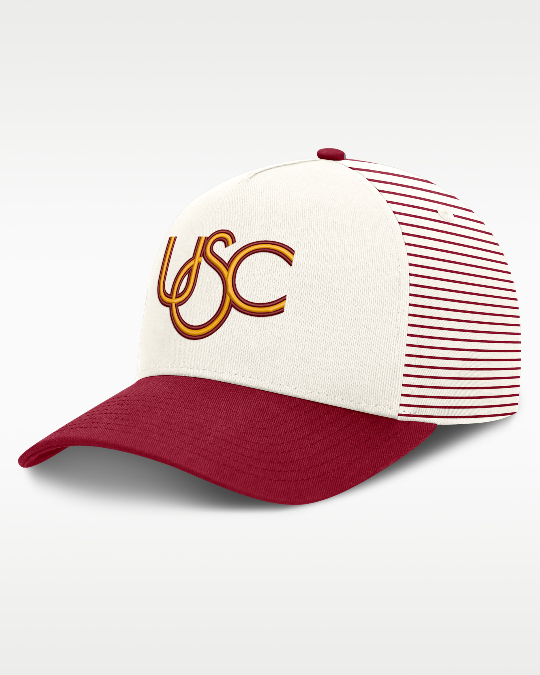 USC Rise Men's Nike Dri-FIT College A-Frame Adjustable Hat - White/Team Crimson