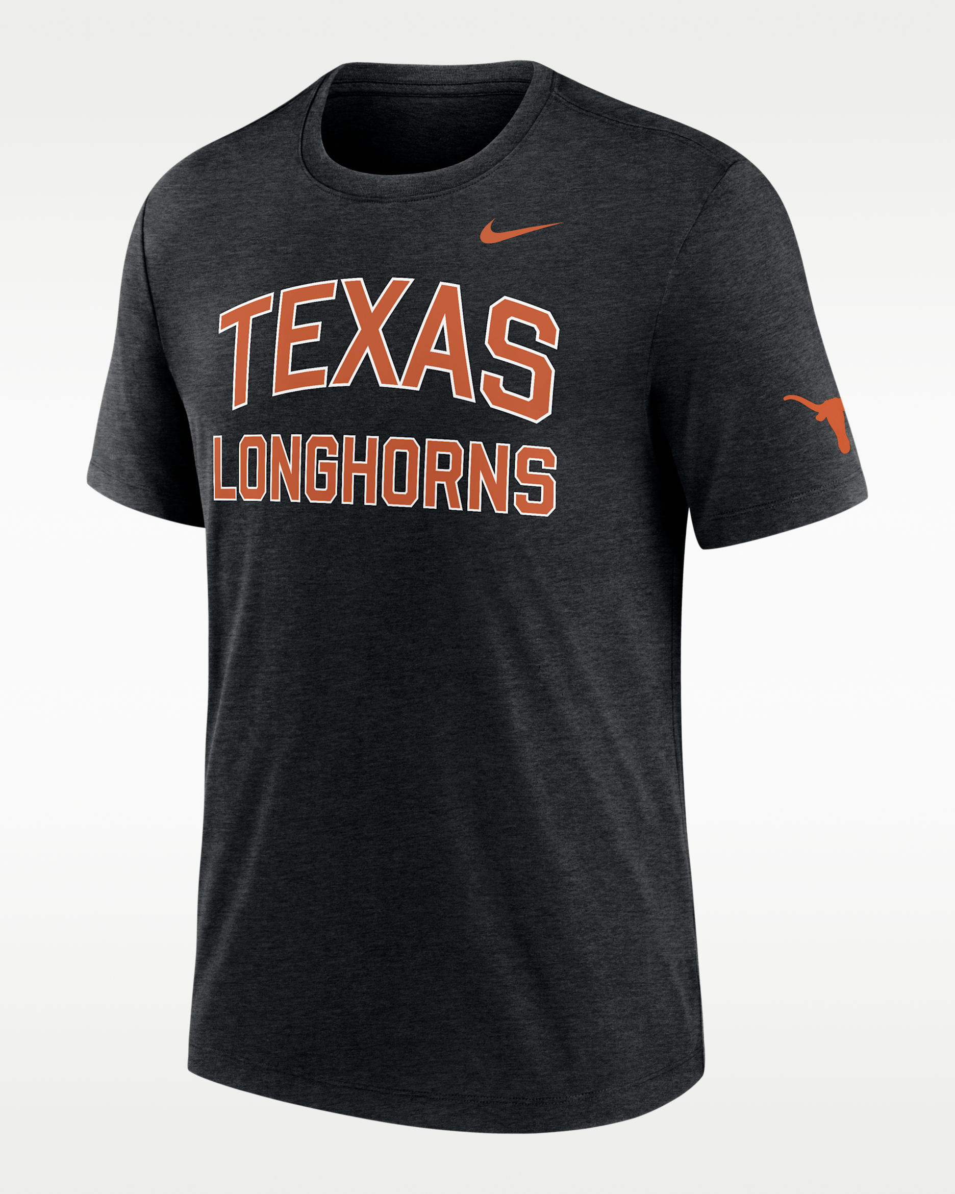 Playera universitaria Nike para hombre Texas Campus Collegiate Block - Negro jaspeado