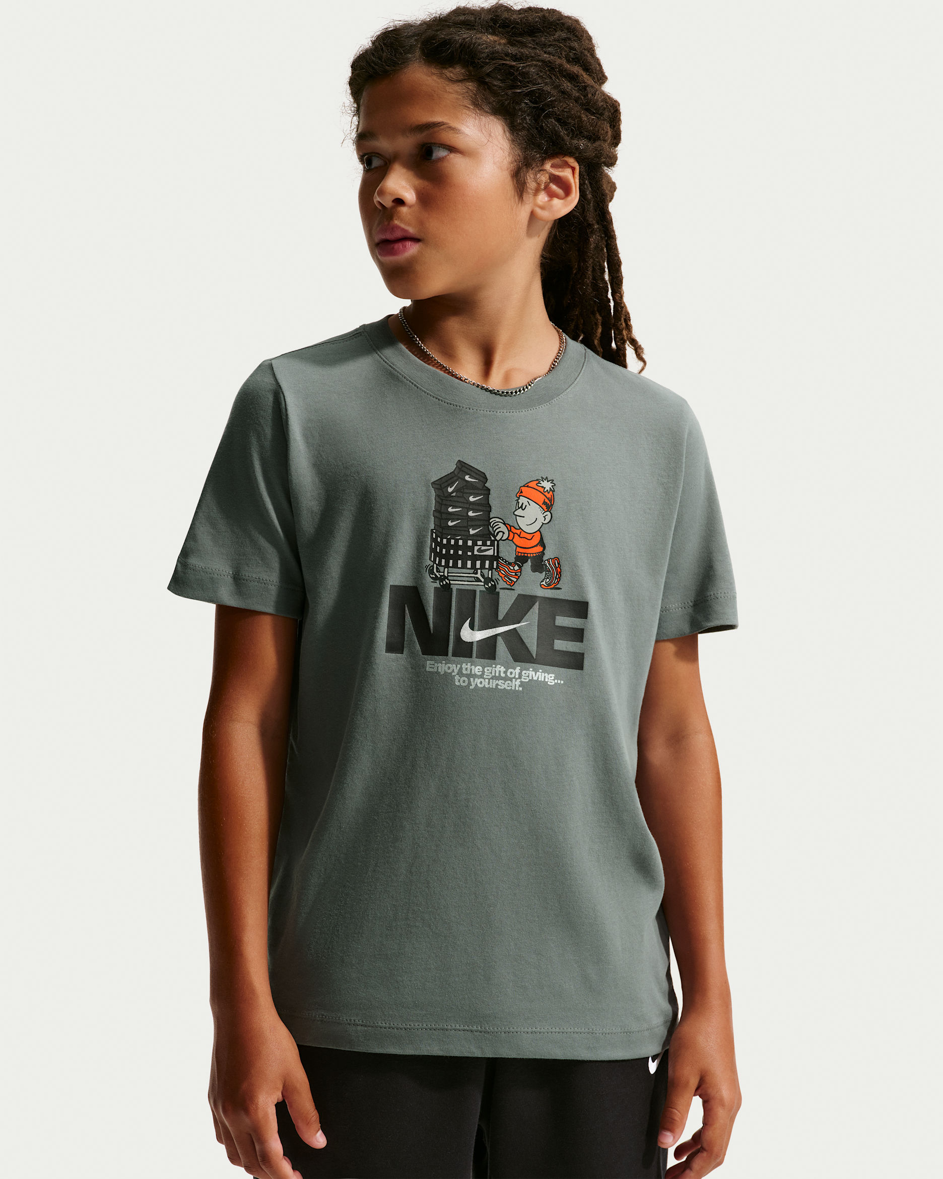Nike Sportswear Big Kids' T-Shirt - Smoke Grey
