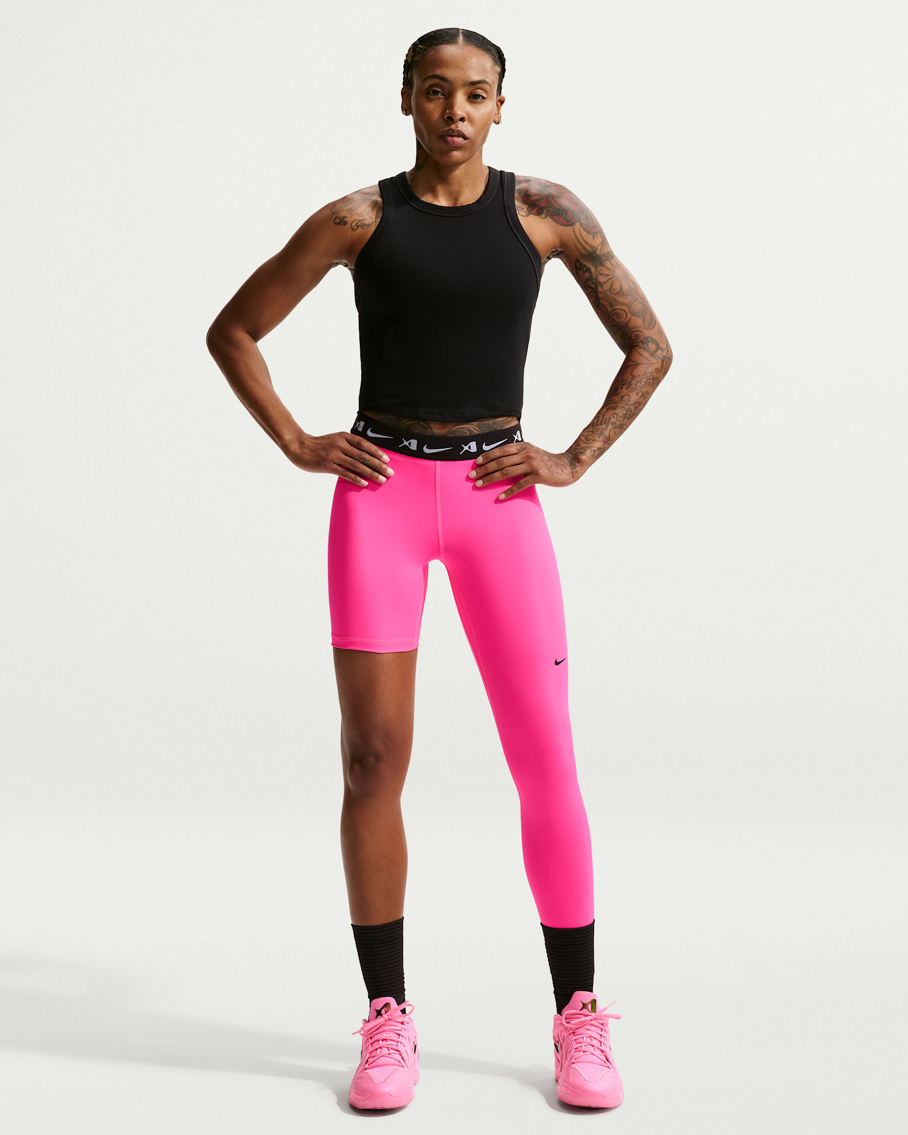 A'ja Wilson Women's A'symmetric Reversible Single-Leg Basketball Leggings - Hyper Pink/Black