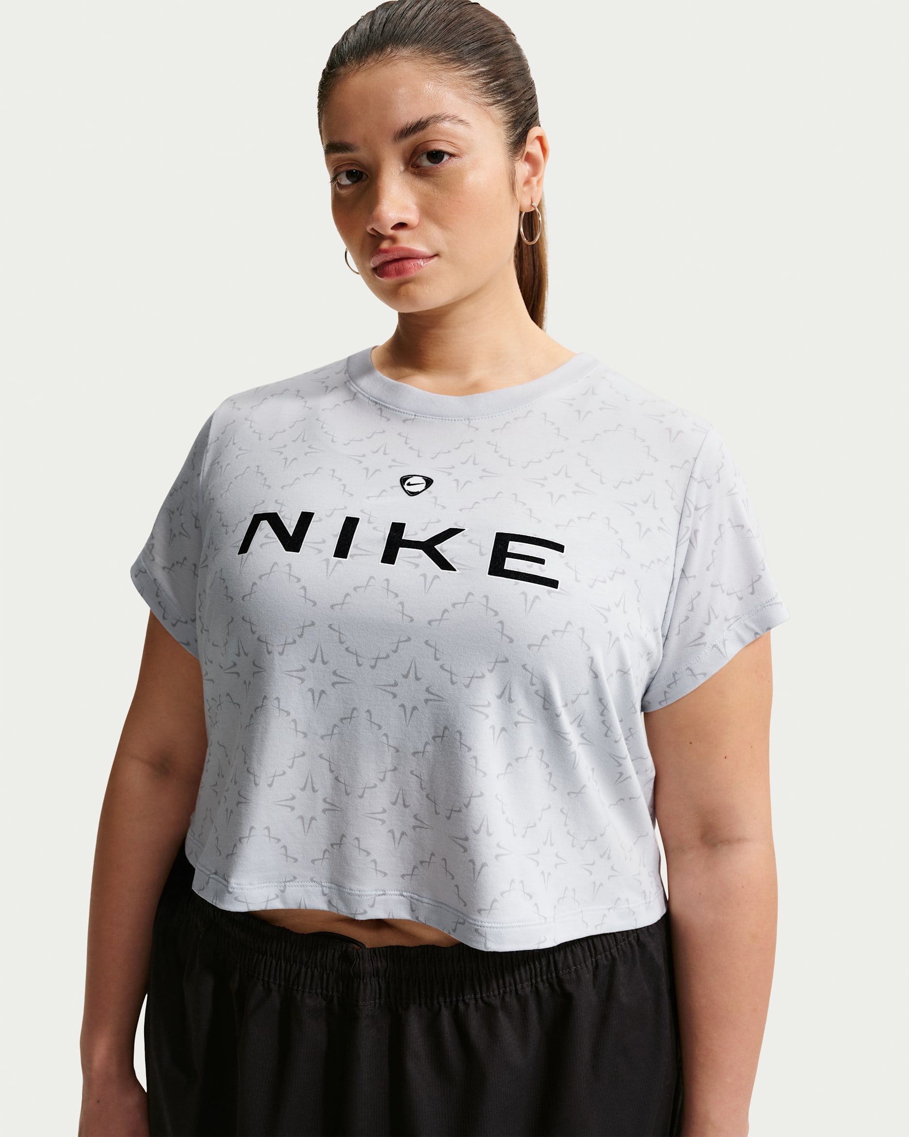 Nike Sportswear Chill Knit Women's Slim Cropped T-Shirt (Plus Size) - Pure Platinum/Light Smoke Grey