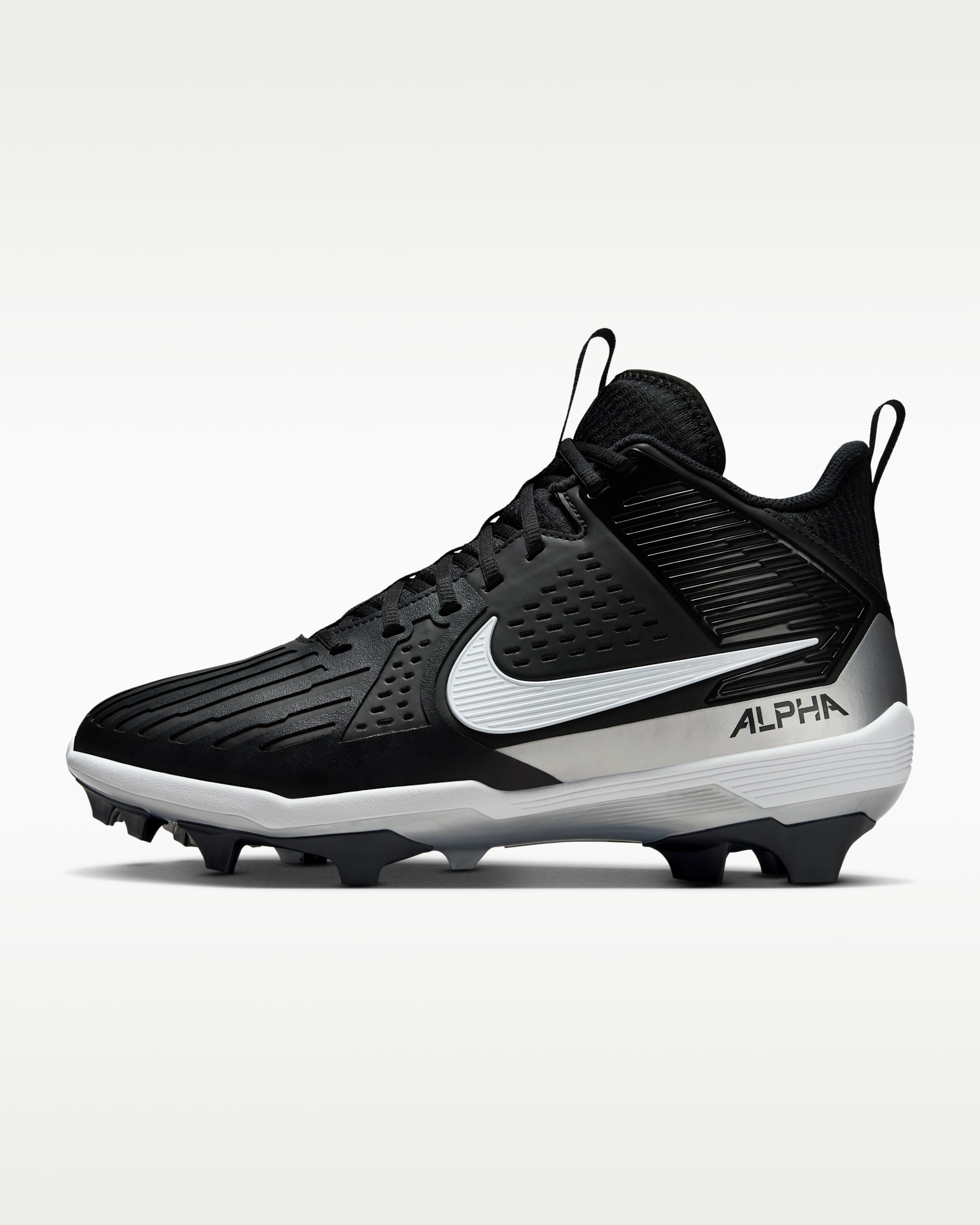 Nike Alpha Menace Strong Men's Football Cleats - Black/Metallic Silver/White