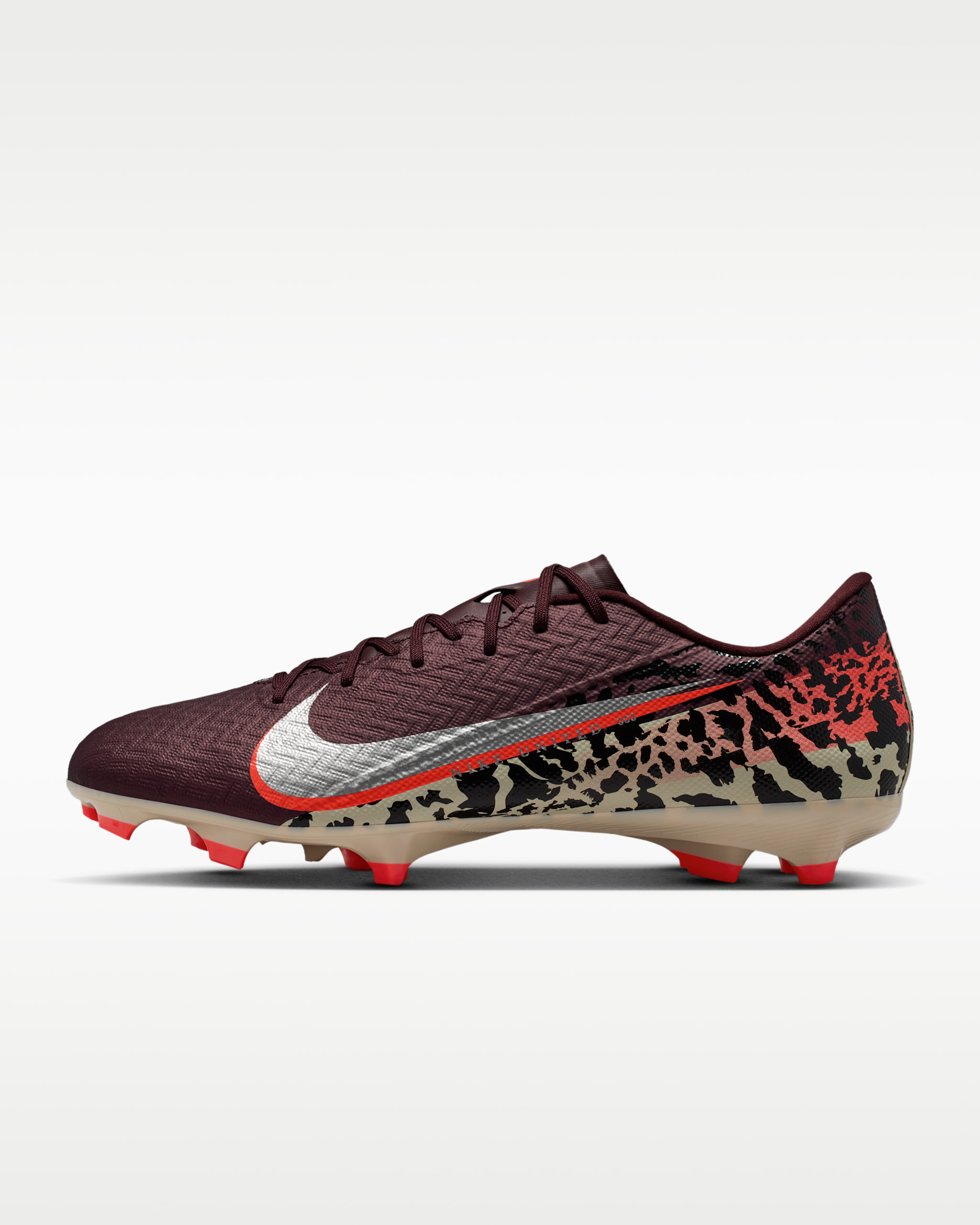 Nike United Mercurial Vapor 16 Academy Multi-Ground Low-Top Soccer Cleats - Burgundy Crush/University Red/Fossil/Metallic Silver