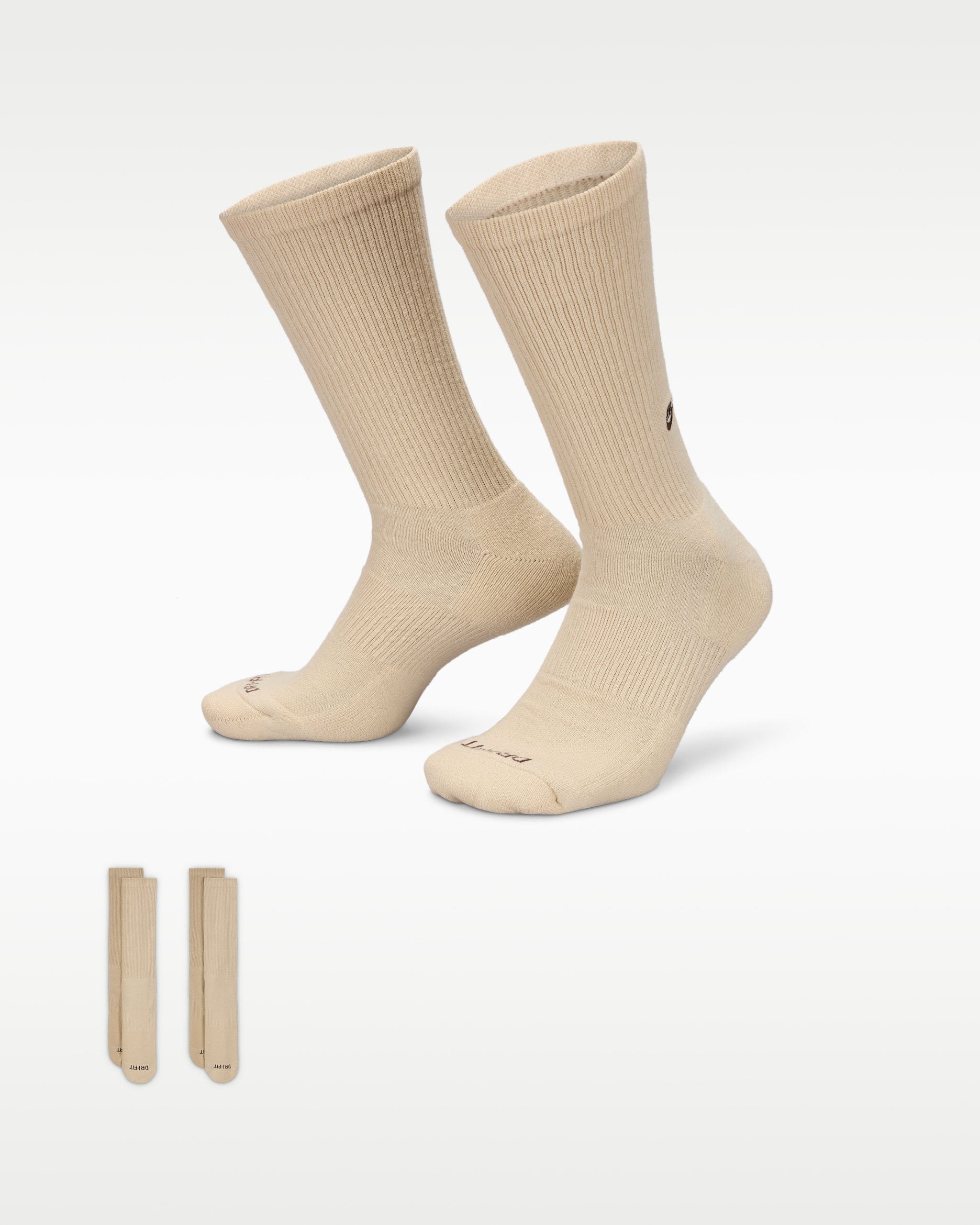 Nike Everyday Cushioned Crew Socks (2 Pairs) - Sand Drift/Earth