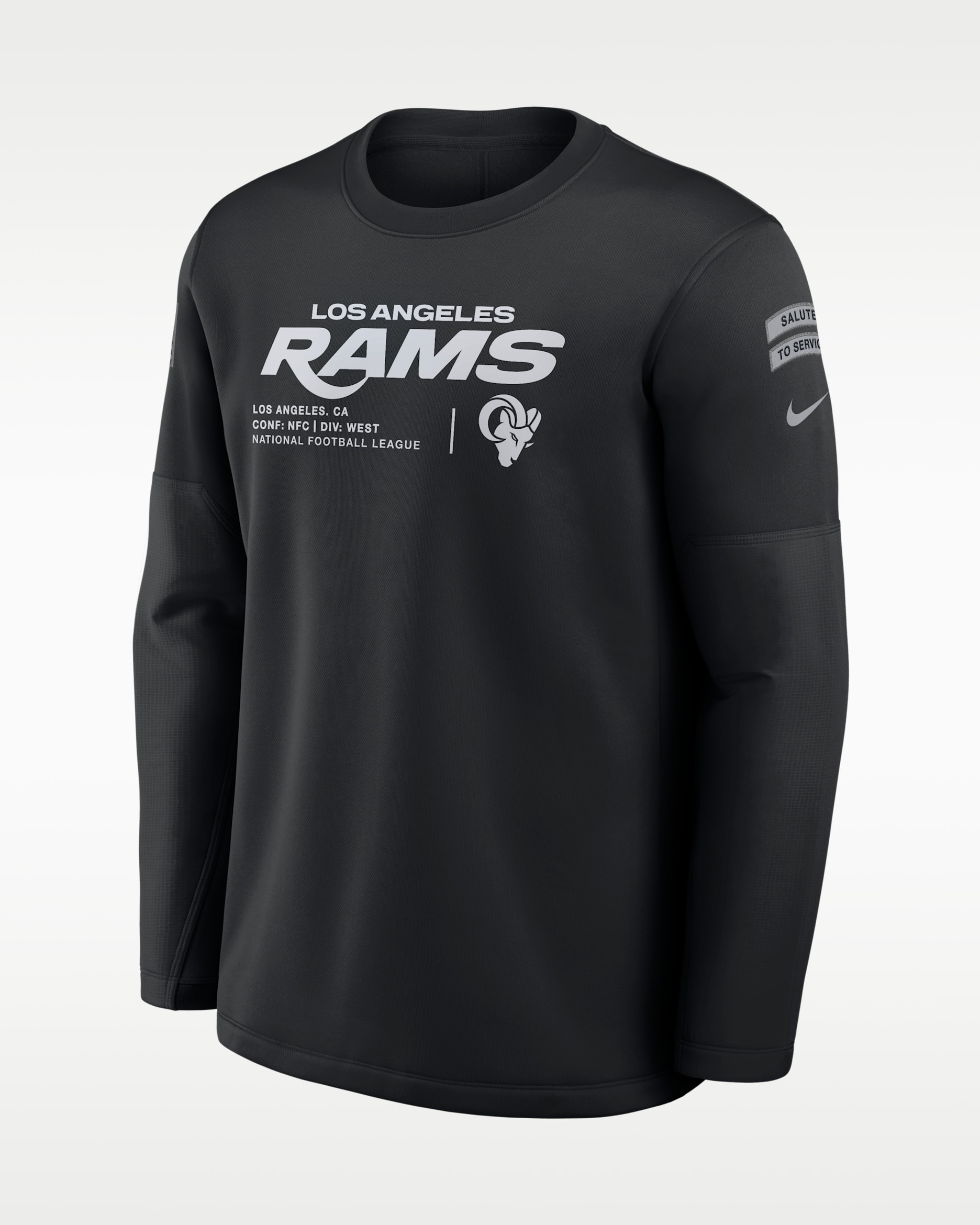 Los Angeles Rams Salute to Service Sideline Coaches Men's Nike NFL Pullover Crew - Black