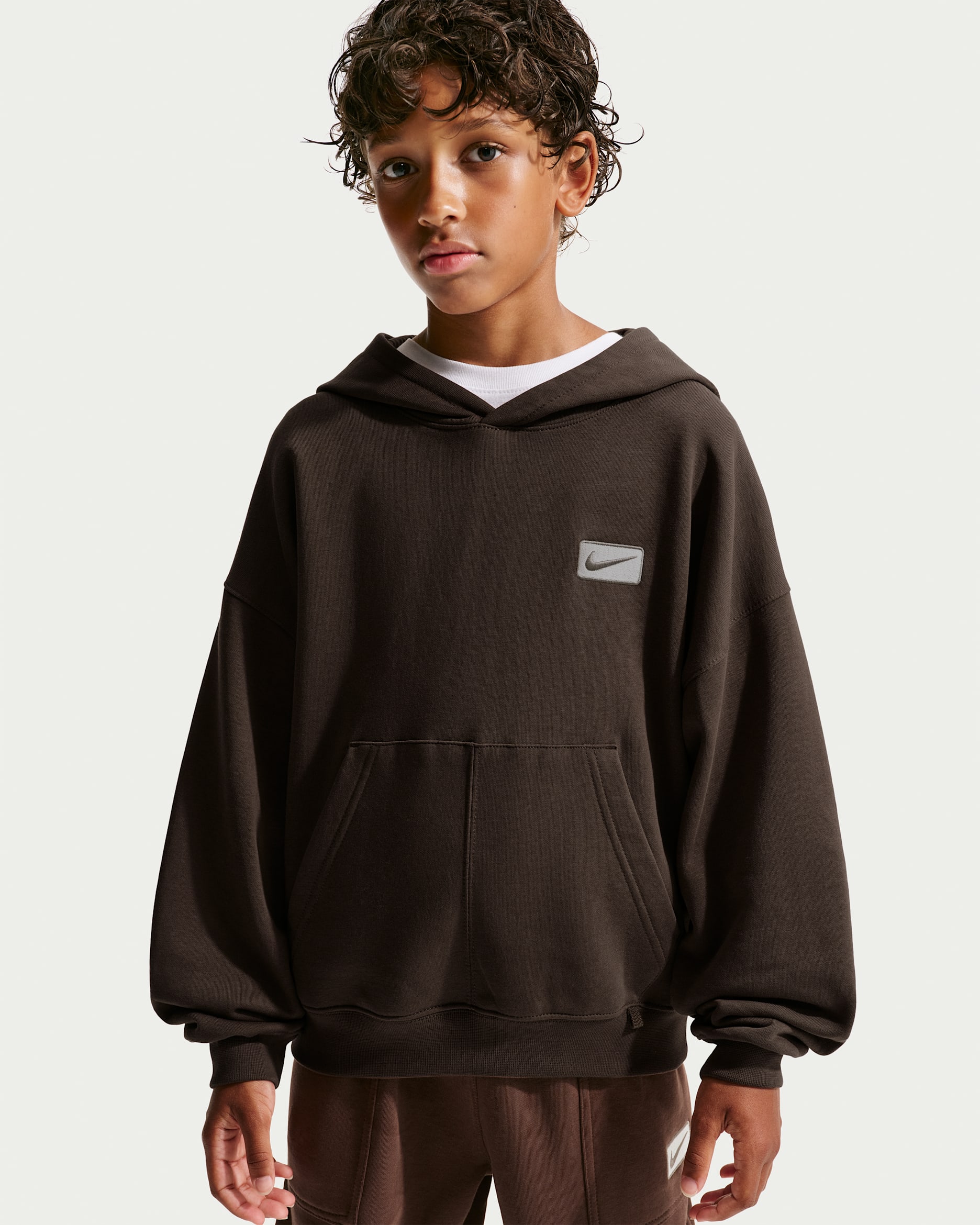 Nike Sportswear Older Kids' (Boys') Oversized Pullover Hoodie - Baroque Brown