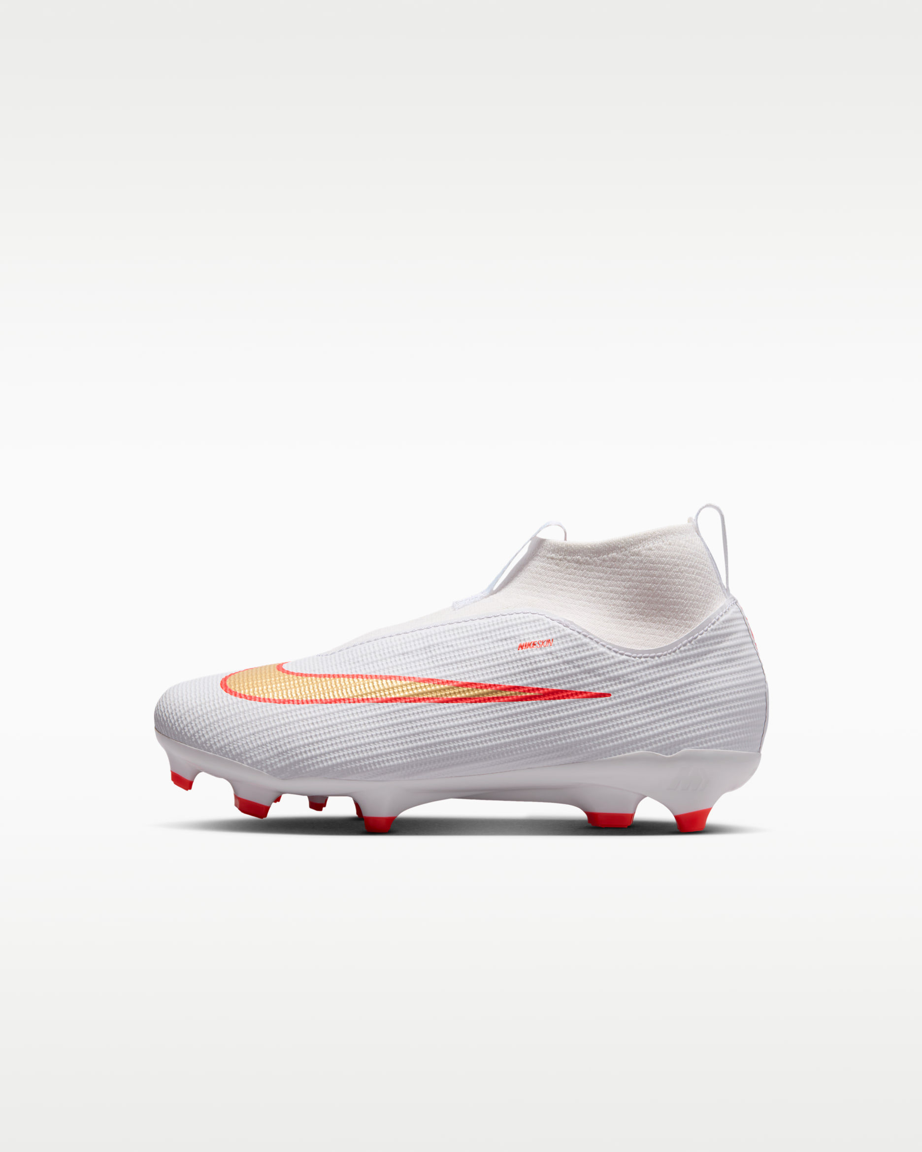 Tacos de futbol para terrenos múltiples de corte high para niños de preescolar Nike Jr. Mercurial Superfly 11 Academy - Blanco/Carmesí brillante/Difuso