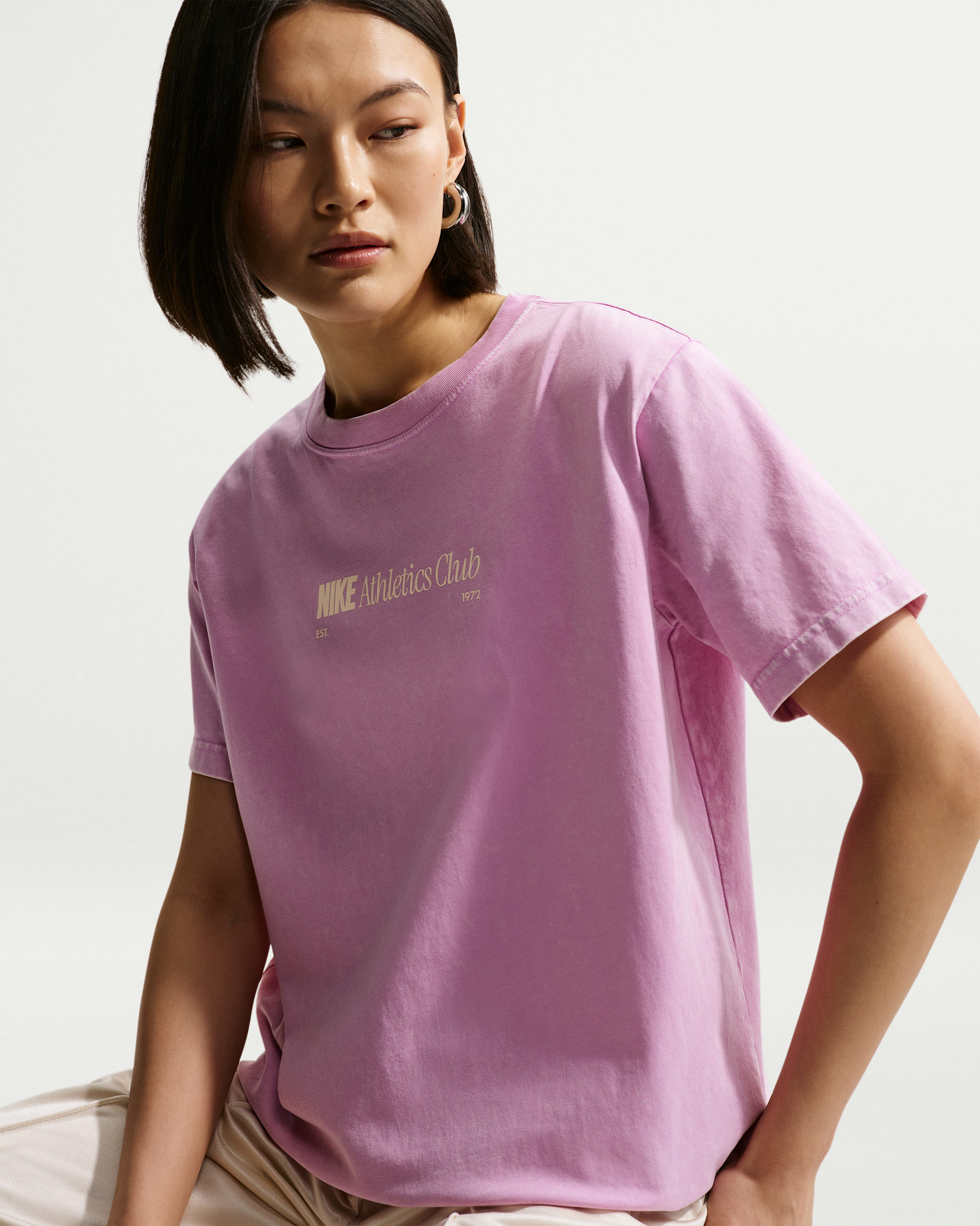 나이키 스포츠웨어 클래식 여성 오버사이즈 티셔츠 - 라이트 마젠타