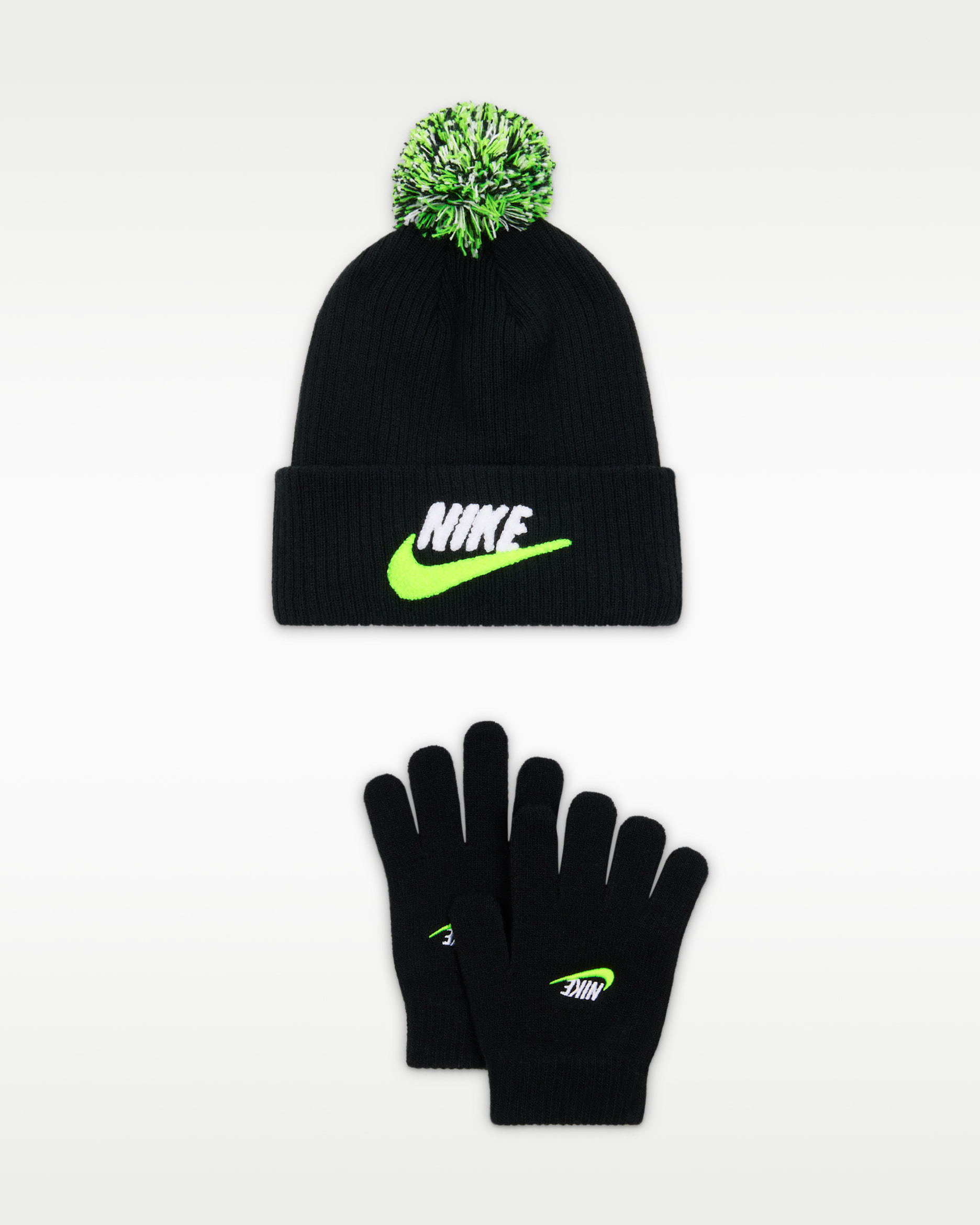 나이키 클럽 주니어 셔닐 피크 투피스 비니 세트 - 블랙