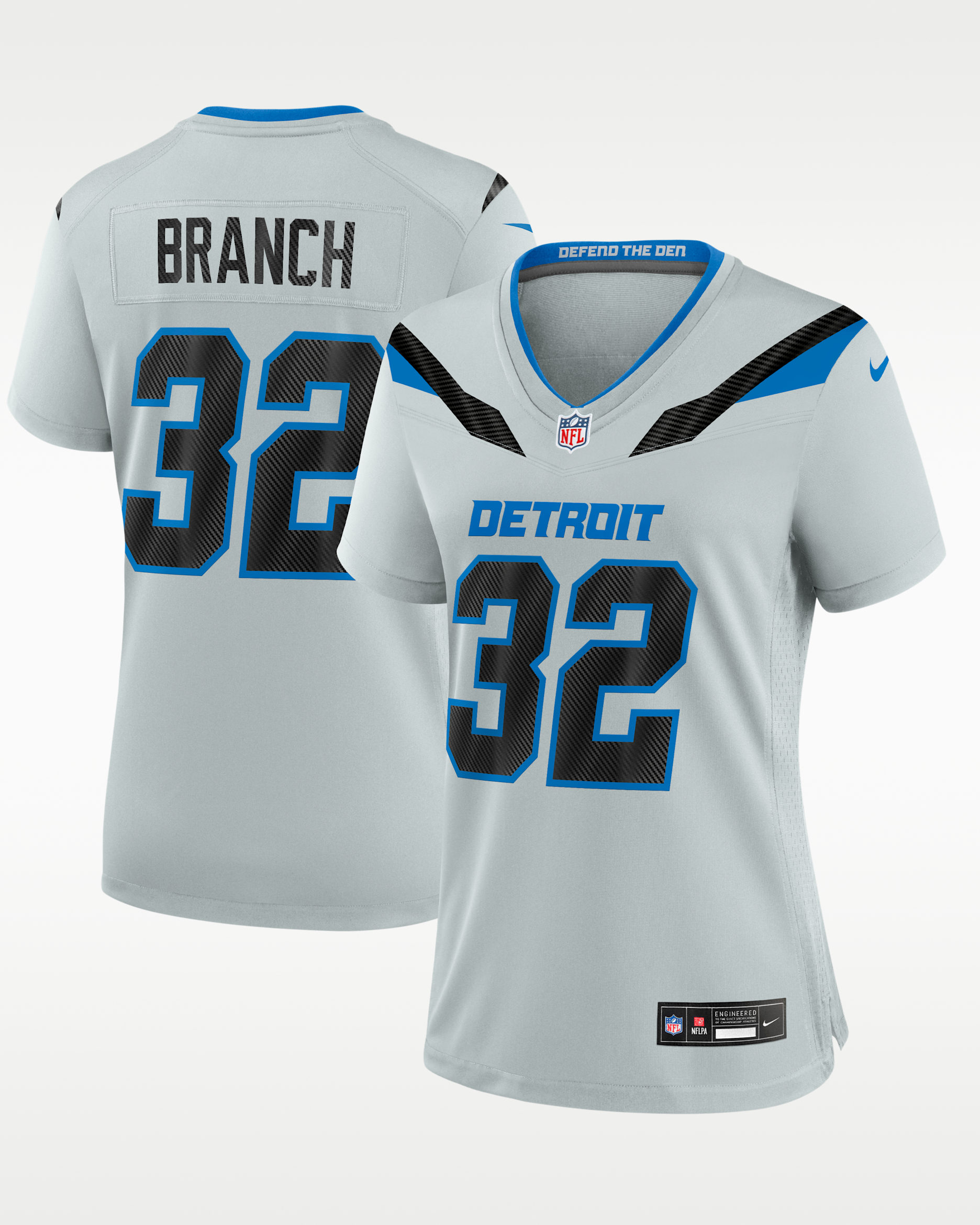 Brian Branch Detroit Lions Rivalries Collection Women's Nike NFL Game Jersey - Silver