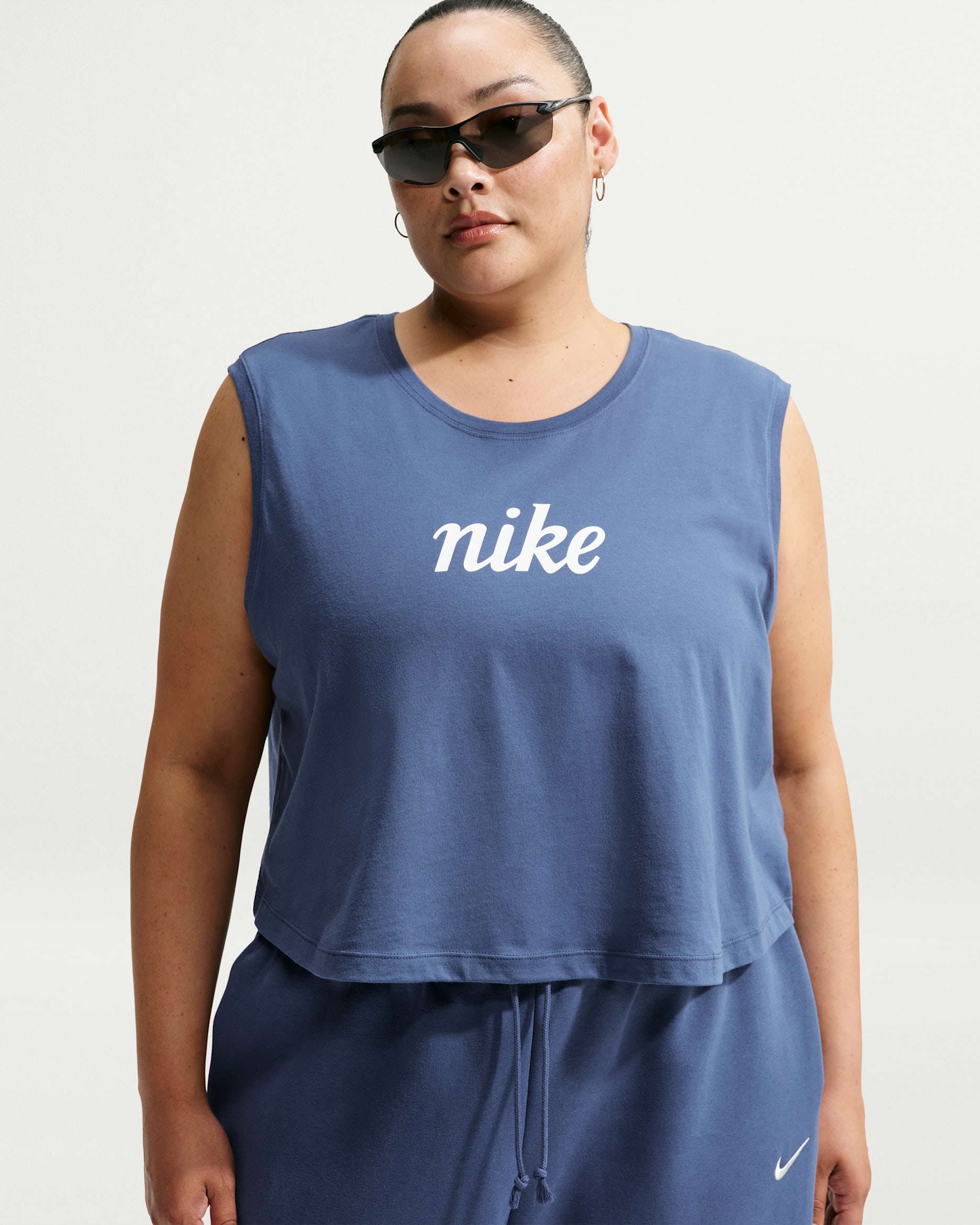 Nike Sportswear Club Women's Loose Cropped Tank Top (Plus Size) - Mystic Navy