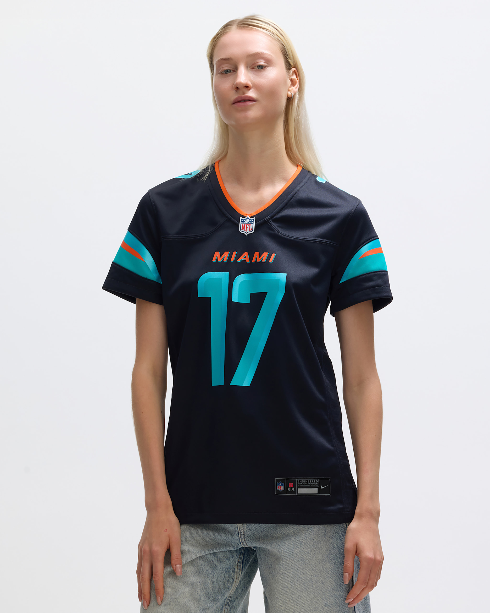 Jersey Nike de la NFL Game para mujer Jaylen Waddle Miami Dolphins Rivalries Collection - Azul marino