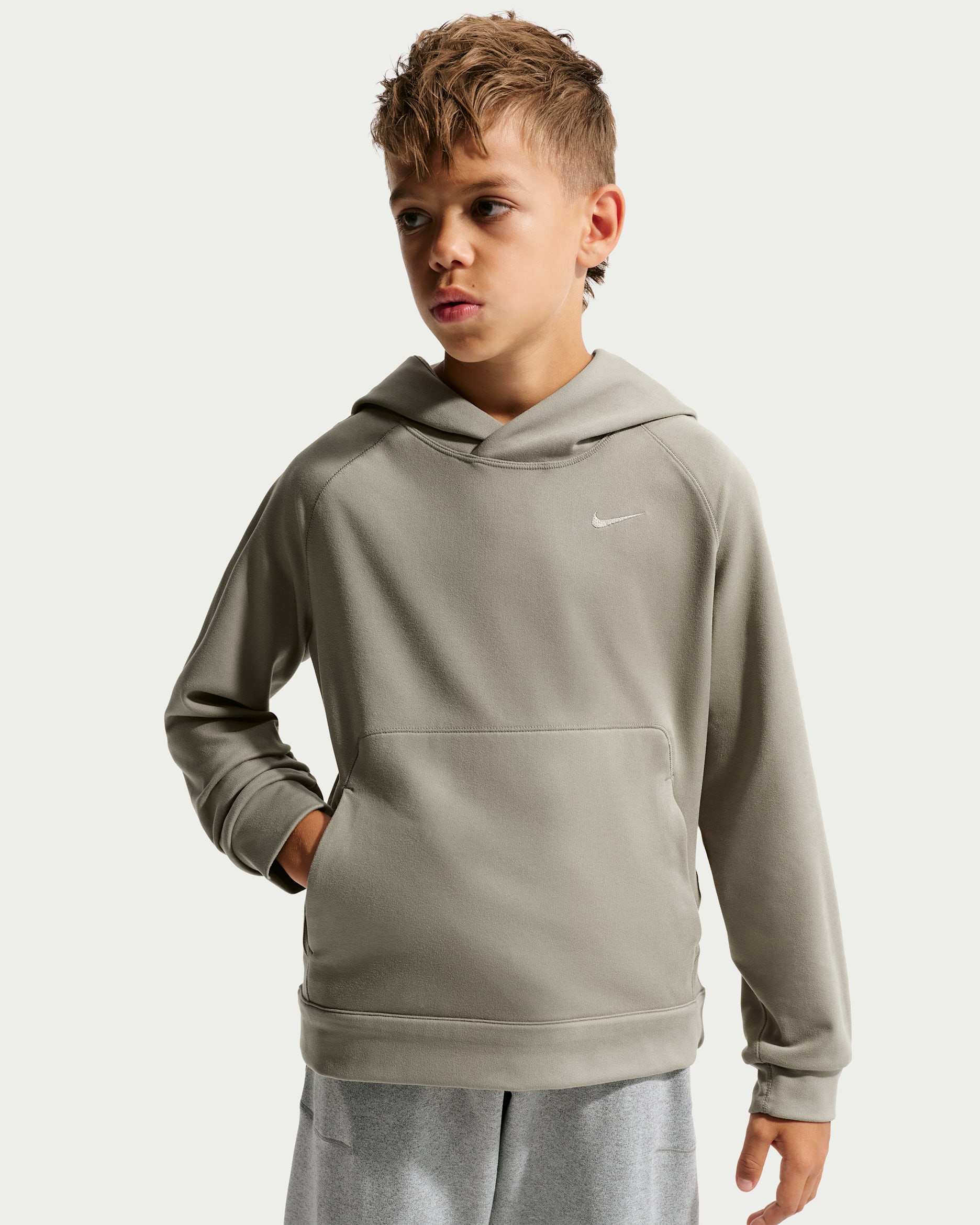 Nike Primary Nanoknit Big Kids' (Boys') Dri-FIT UV Protection Pullover Hoodie - Light Army/Light Army