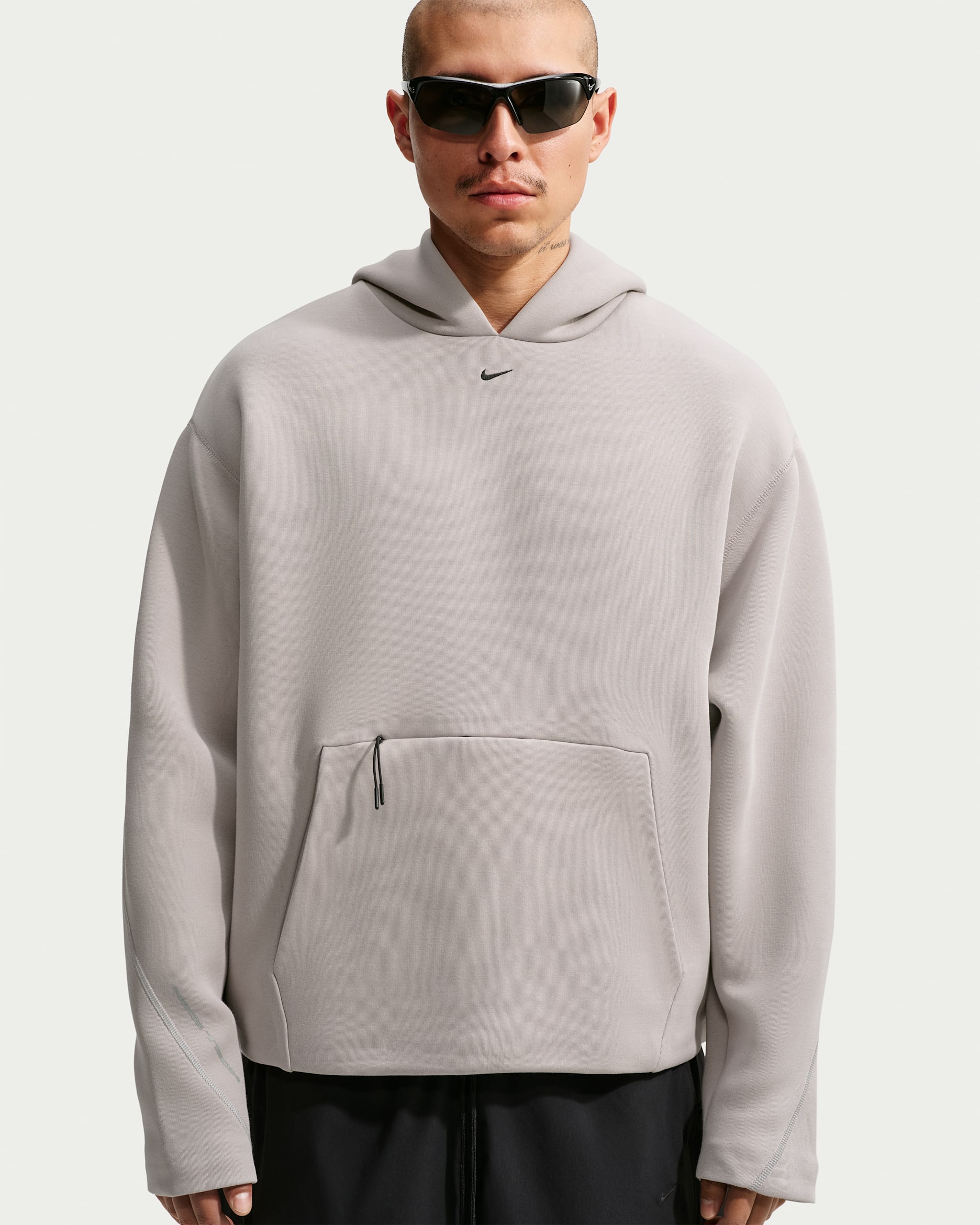 Sudadera con gorro sin cierre de tejido Fleece para hombre Nike Tech - Gris universitario/Negro