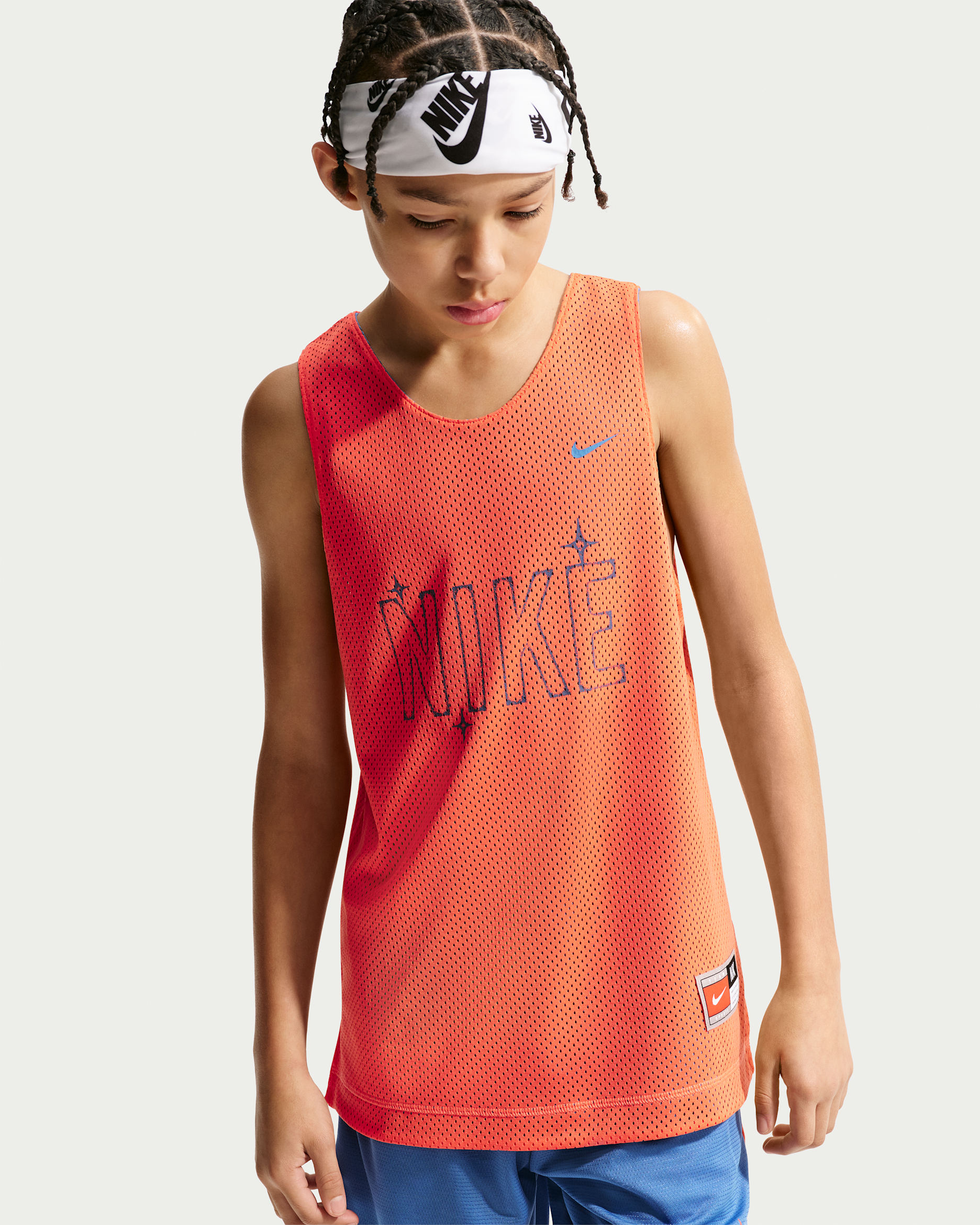 Nike Sportswear Dri-FIT Basketballtrikot (ältere Kinder) - Turf Orange/Star Blue/Star Blue