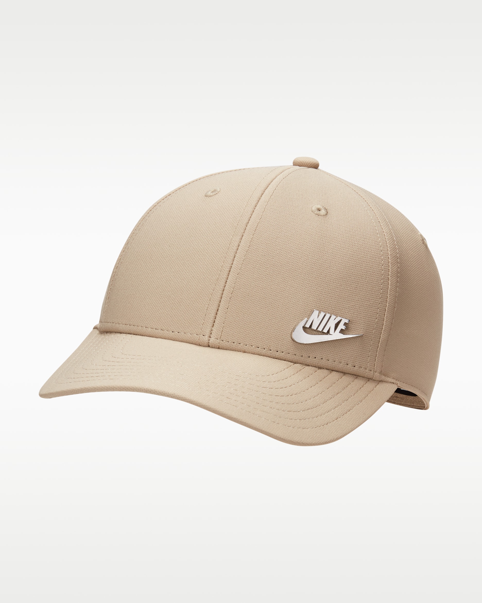 Nike Dri-FIT Club Structured Metal Logo Cap - Khaki/Metallic Silver