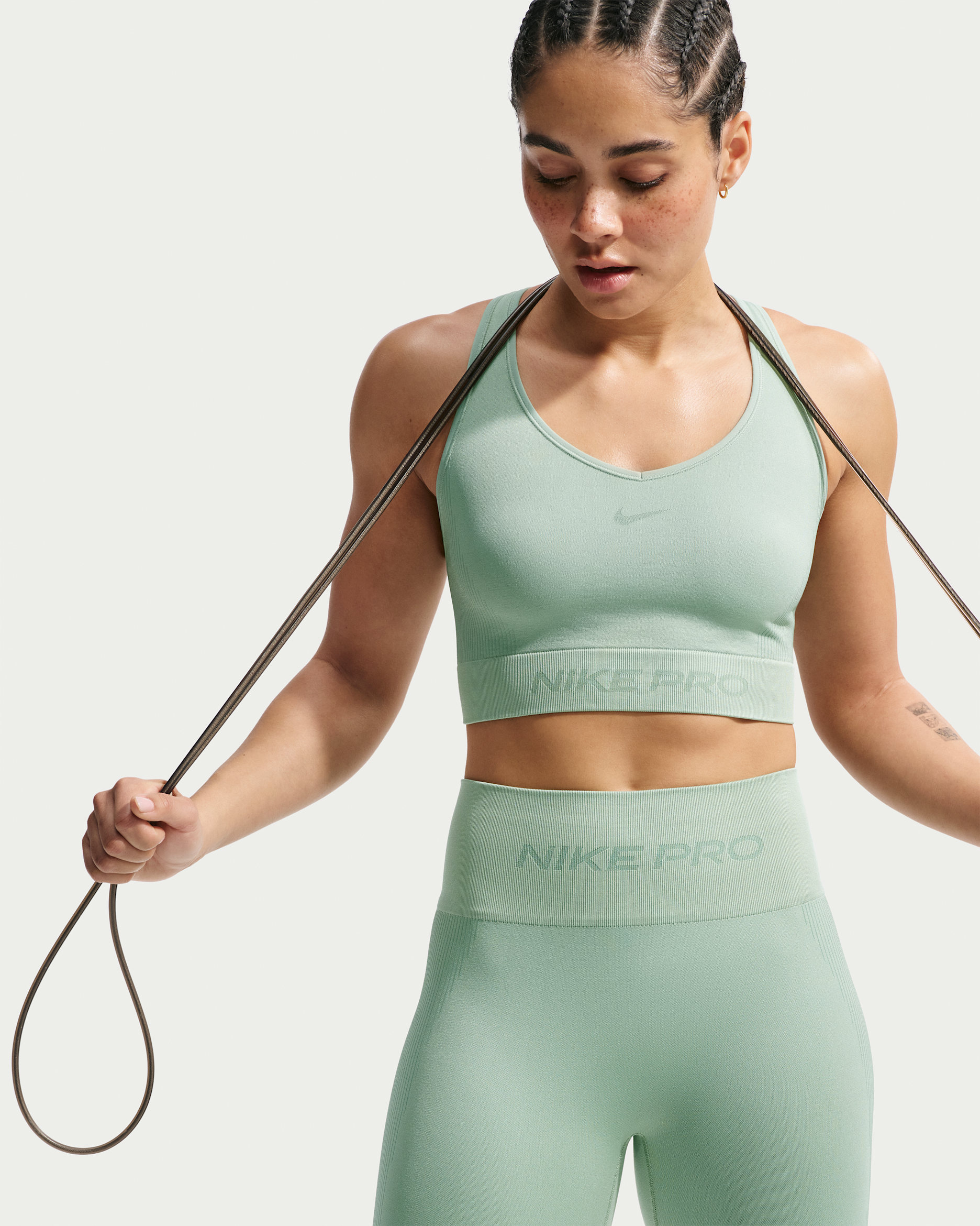 Nike Pro Seamless Women's Dri-FIT Cropped Tank Top - Steam