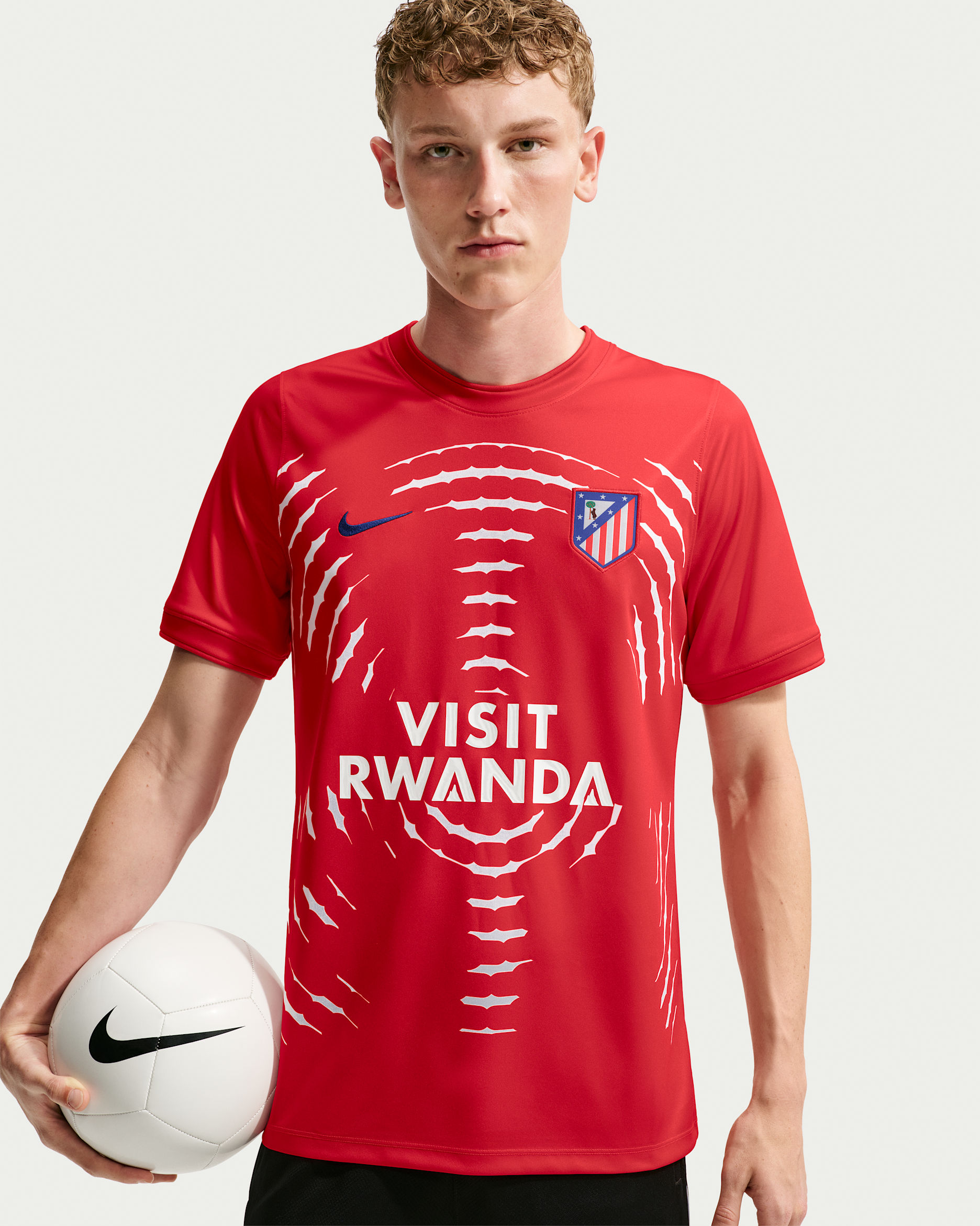 Atlético Madrid Home Nike Dri-FIT Pre-Match-Fußballoberteil (Herren) - University Red/Weiß/Deep Royal Blue