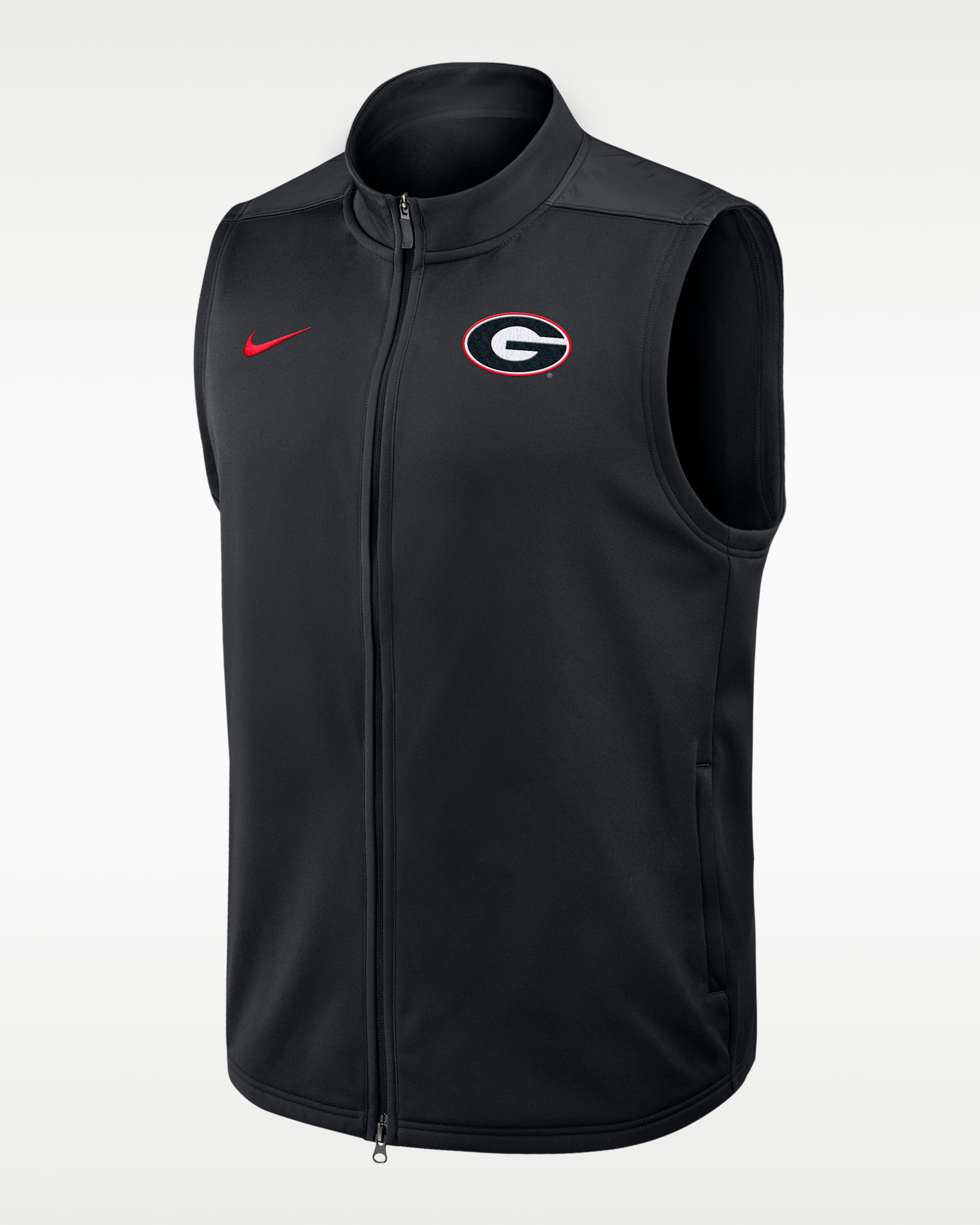 Chaleco universitario Nike Therma-FIT de cierre completo para hombre Georgia Victory - Negro
