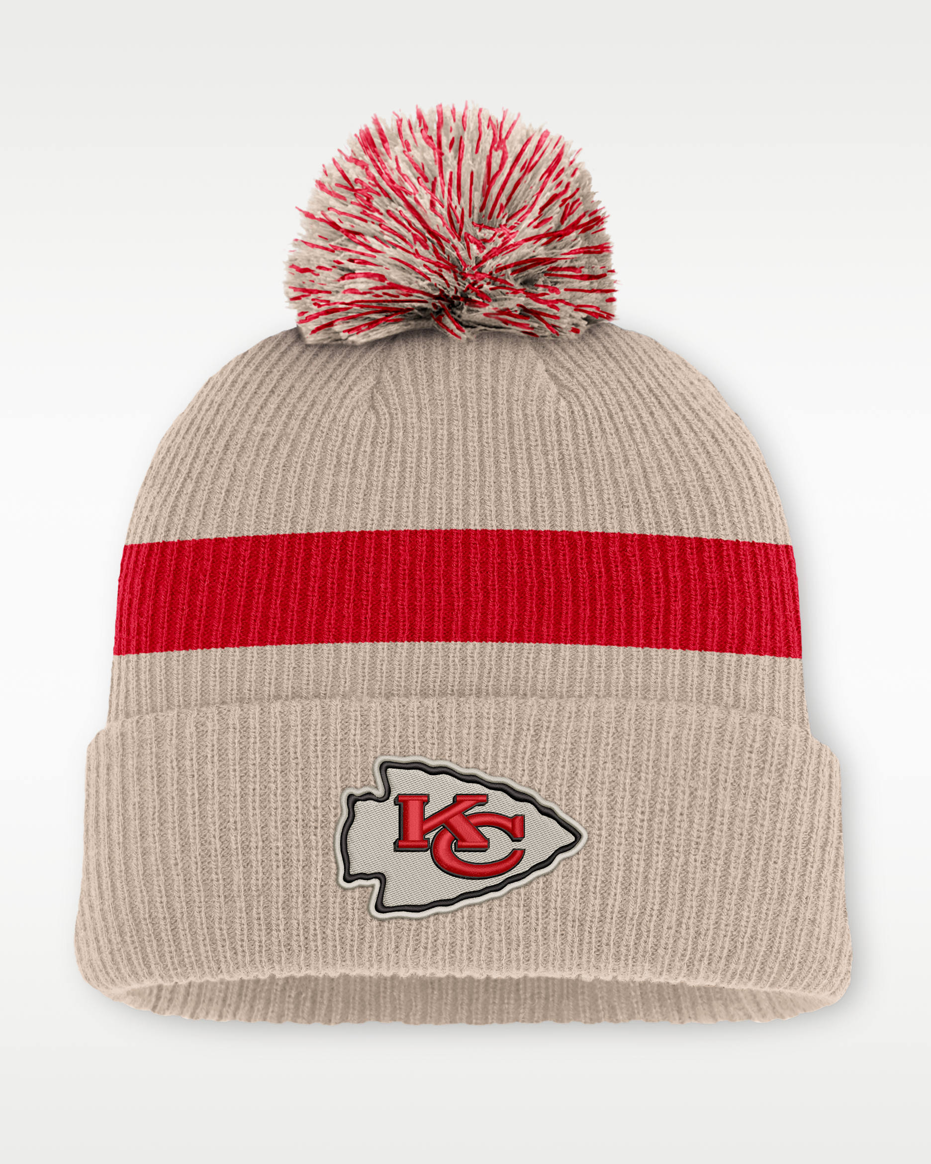 Kansas City Chiefs Rewind Peak Men's Nike NFL Cuffed Pom Beanie - Sand