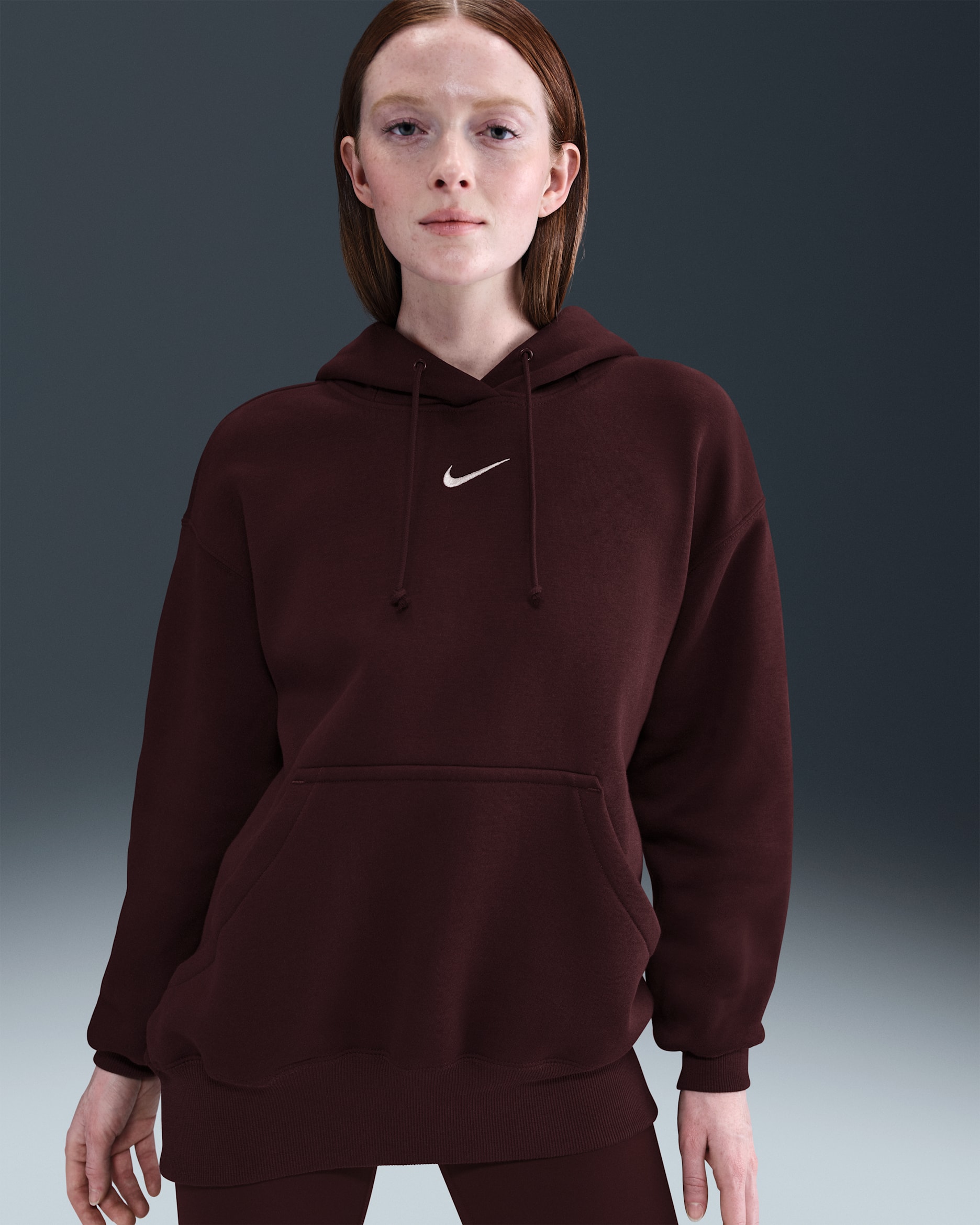 Sudadera con gorro sin cierre oversized para mujer Nike Sportswear Phoenix Fleece - Burdeos enérgico/Vela