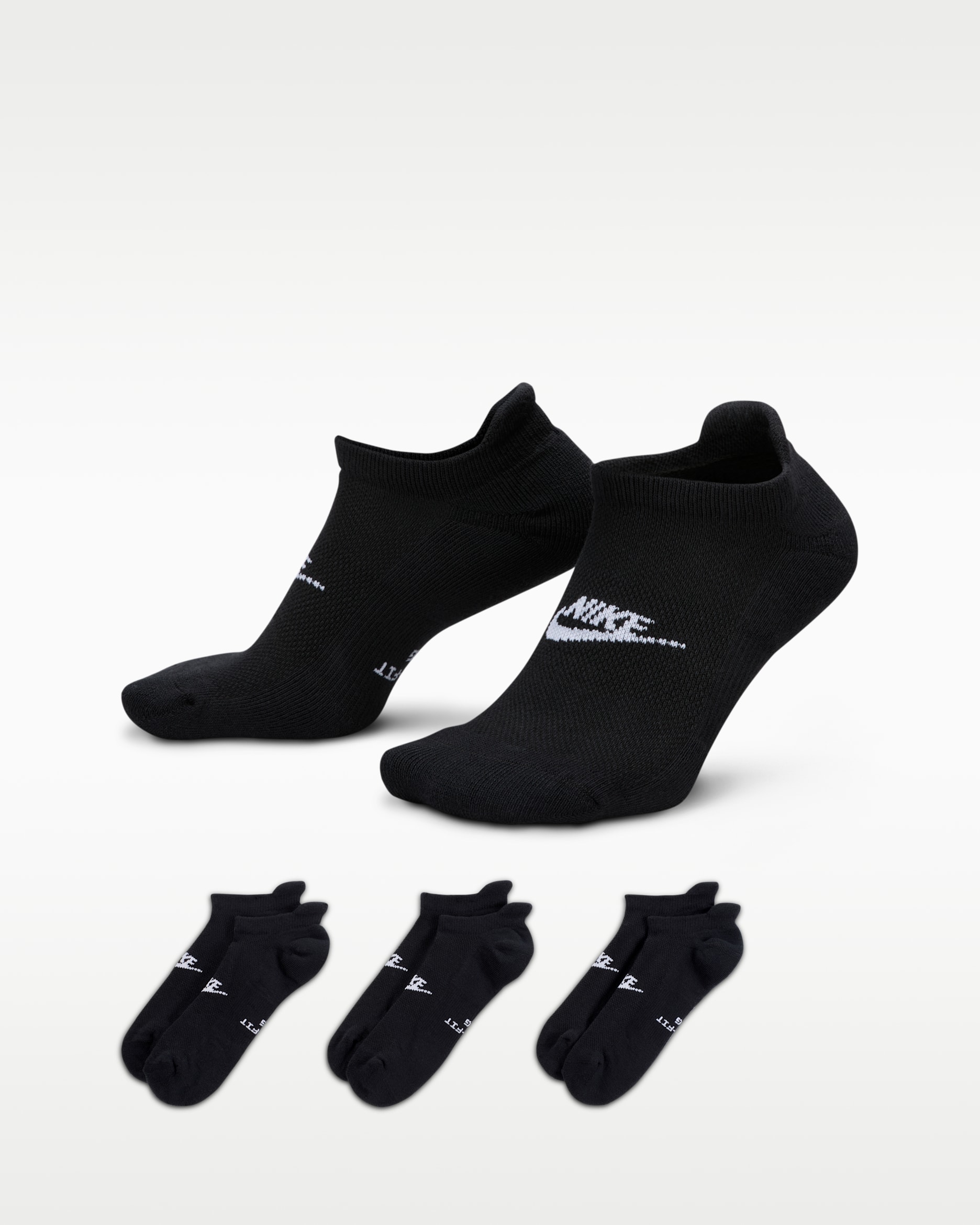 나이키 에브리데이 엘리베이티드 노쇼 삭스(3켤레) - 블랙