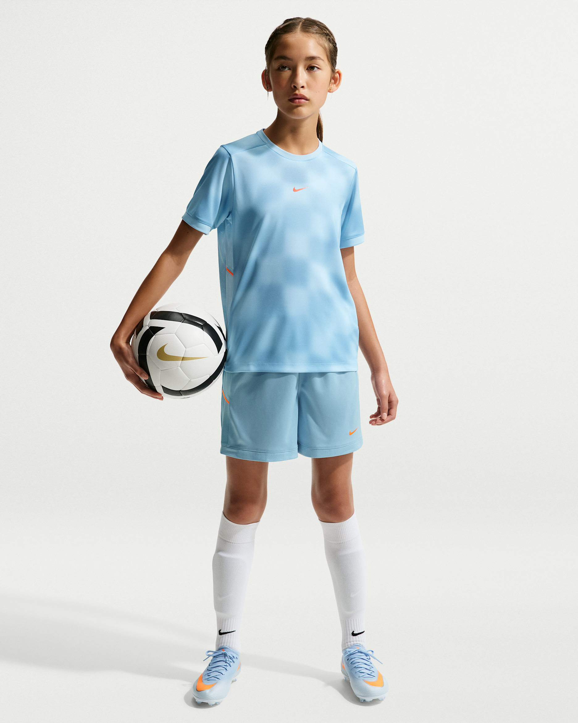 Nike United Academy Big Kids' (Girls') Dri-FIT 4" Soccer Shorts - Leche Blue/Celestine Blue/Total Orange