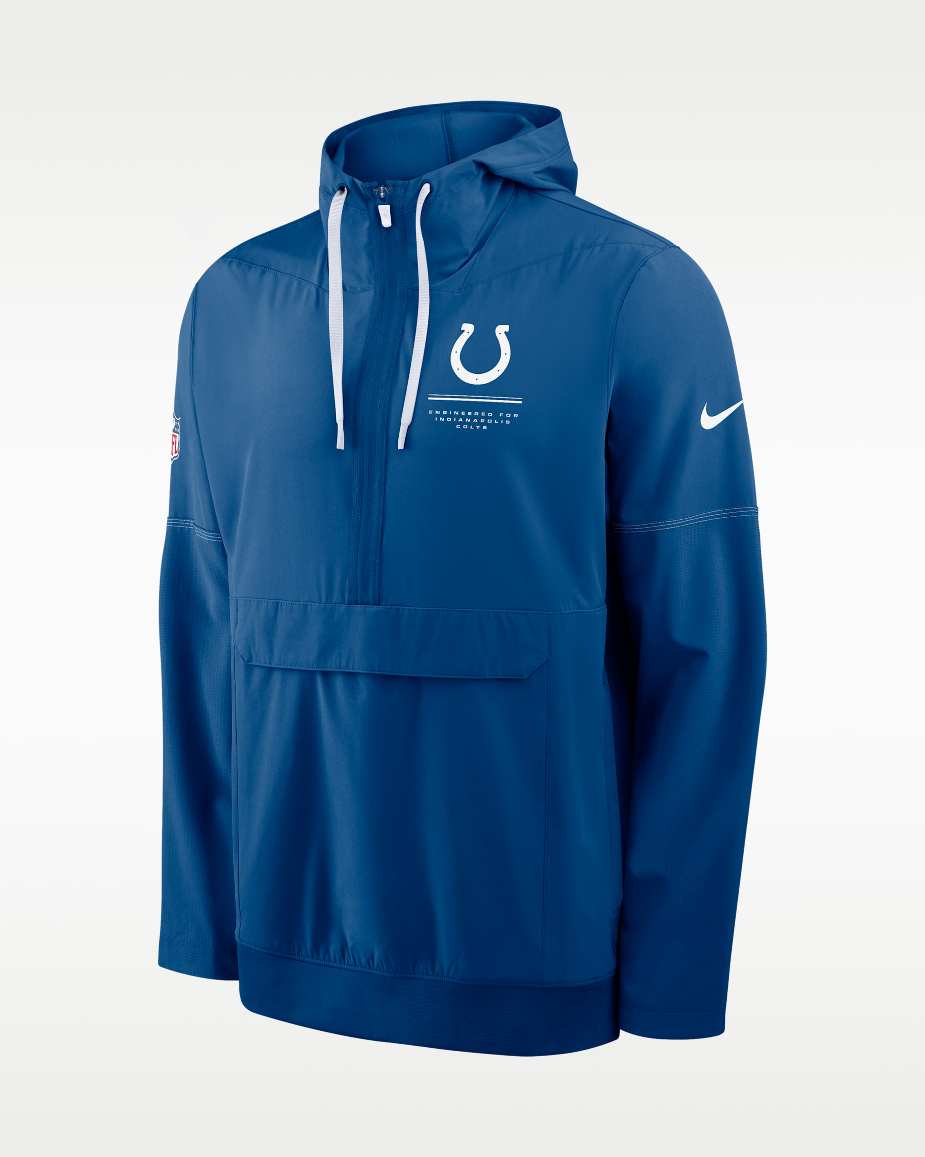 Chamarra con gorro de medio cierre Nike de la NFL para hombre Indianapolis Colts Sideline Anorak - Azul