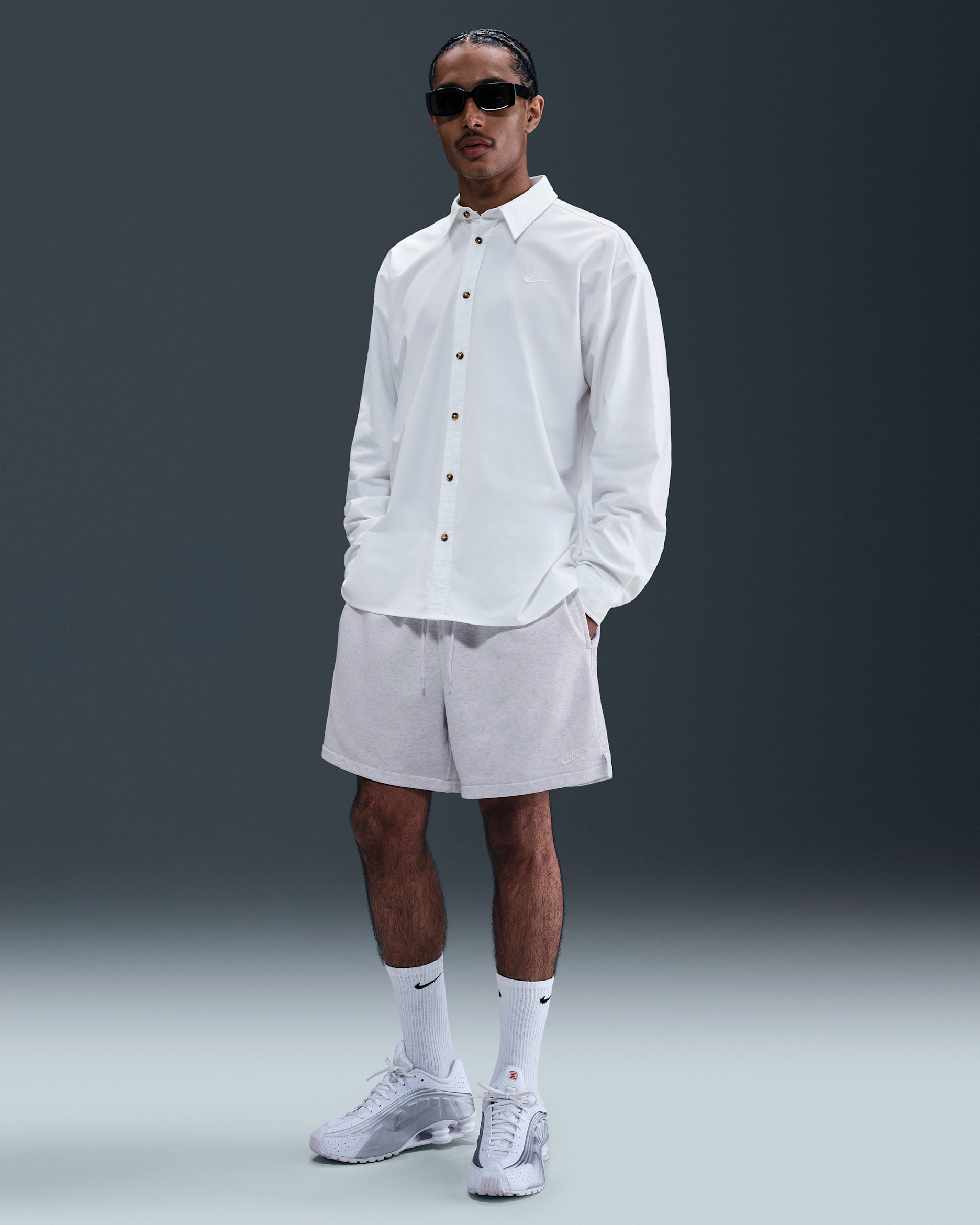Nike Club Men's French Terry Flow Shorts - Birch Heather/White/White