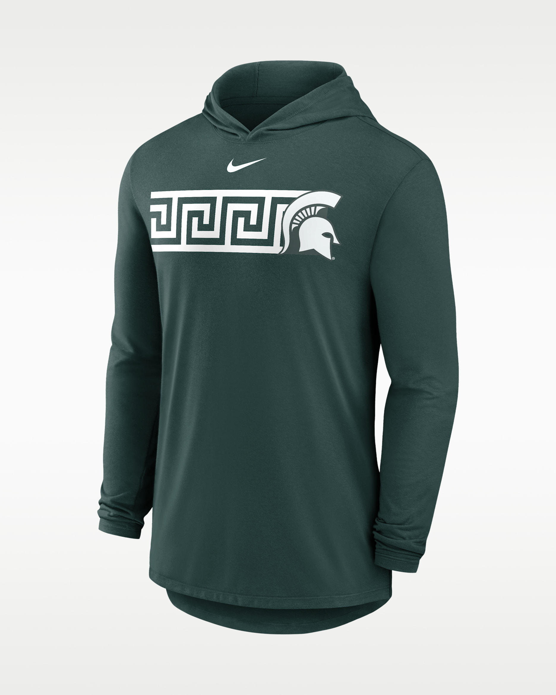 Playera con gorro de manga larga universitaria Nike Dri-FIT para hombre Michigan State Primetime Pattern - Verde