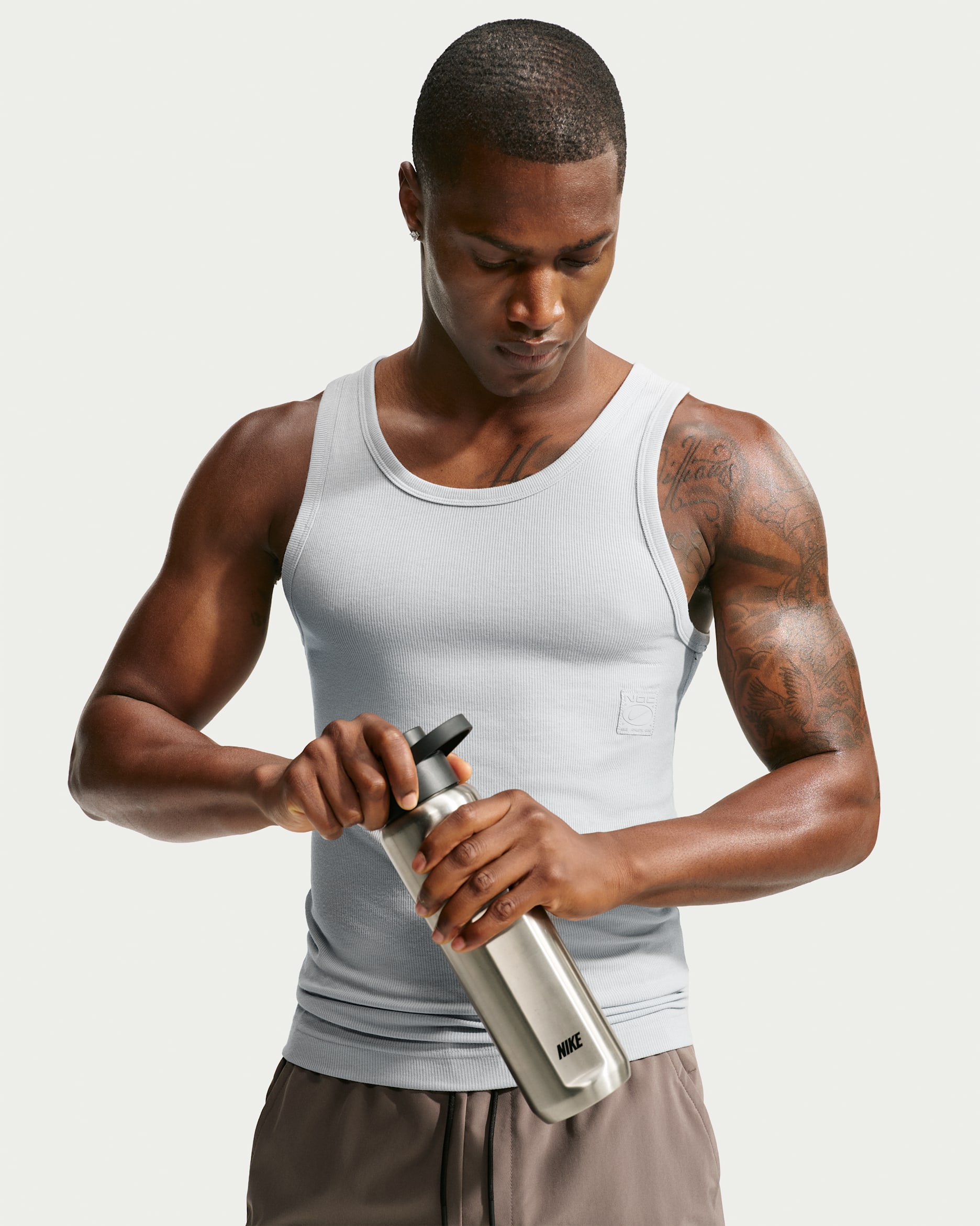 Débardeur côtelé Dri-FIT Nike N.A.C. pour homme - Light Smoke Grey/Light Smoke Grey