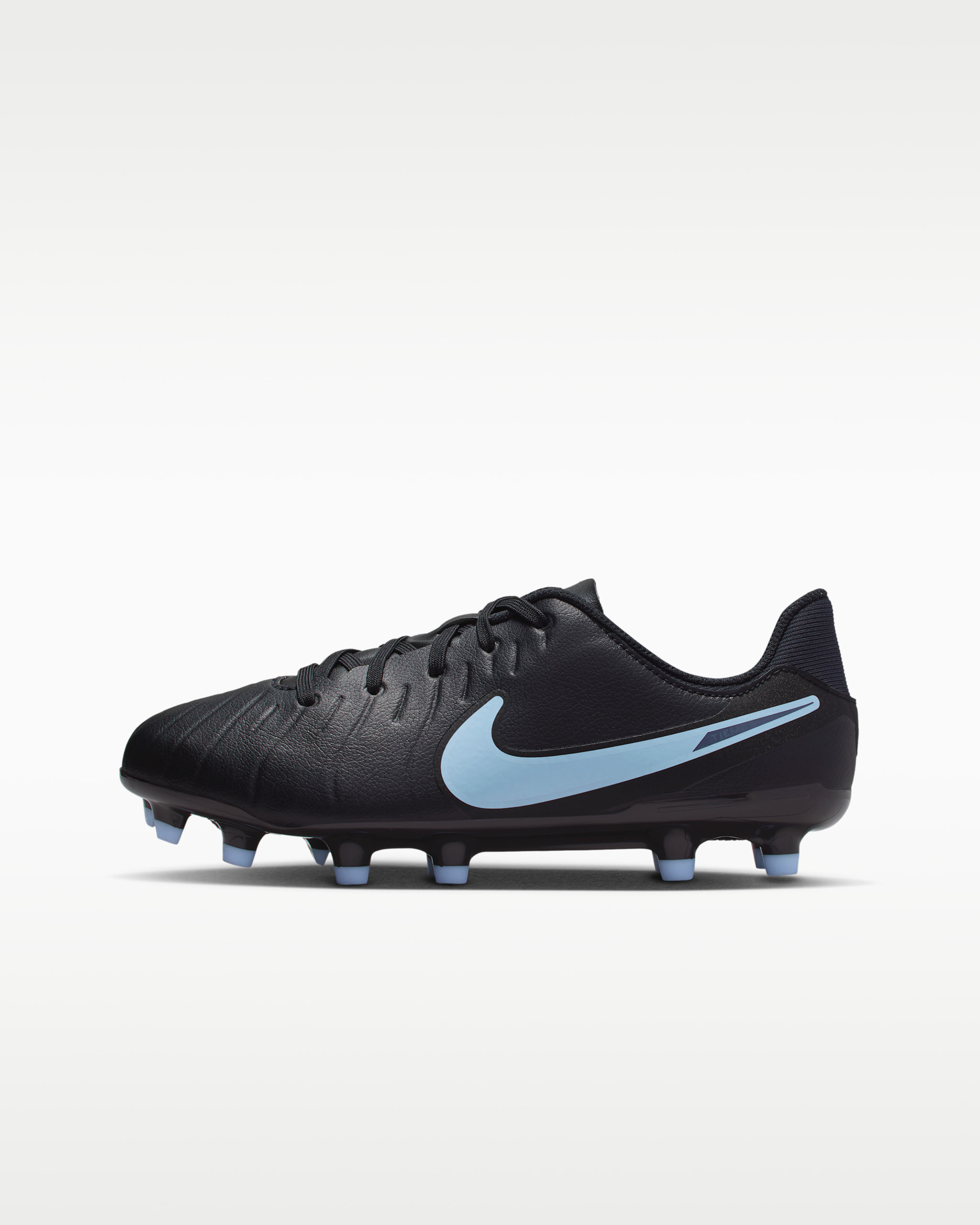 Chuteiras de futebol de perfil baixo multiterreno Nike Jr. Tiempo Legend 10 Academy para criança/Júnior - Preto/Preto