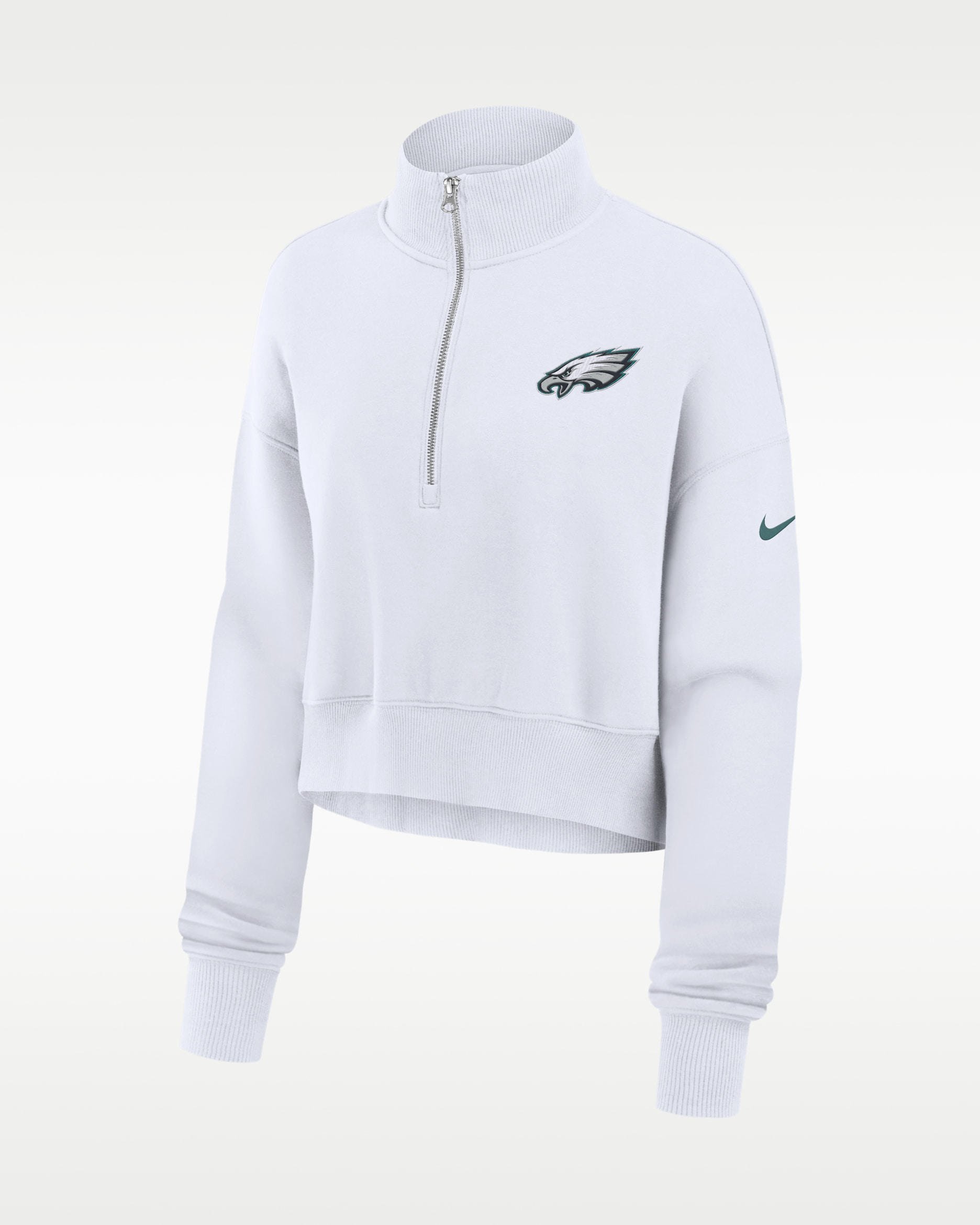 Philadelphia Eagles Primetime Phoenix Women's Nike NFL Oversized Cropped 1/4-Zip Crew - White
