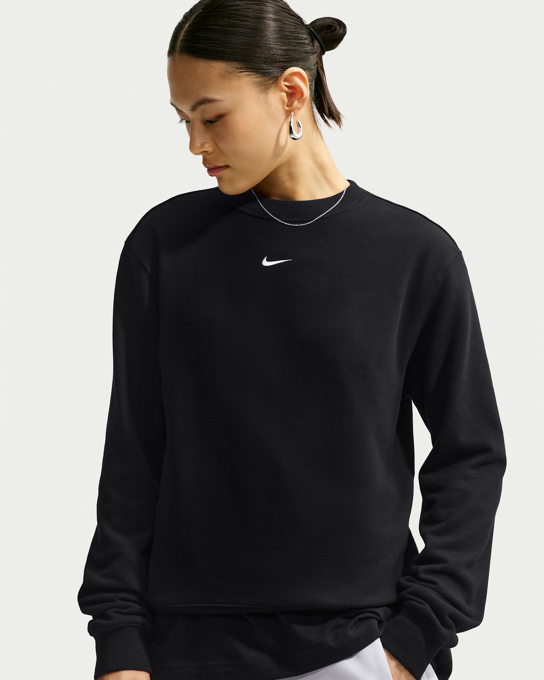 Nike Studio Fleece Lightweight Women's Crew - Total Black/Sail