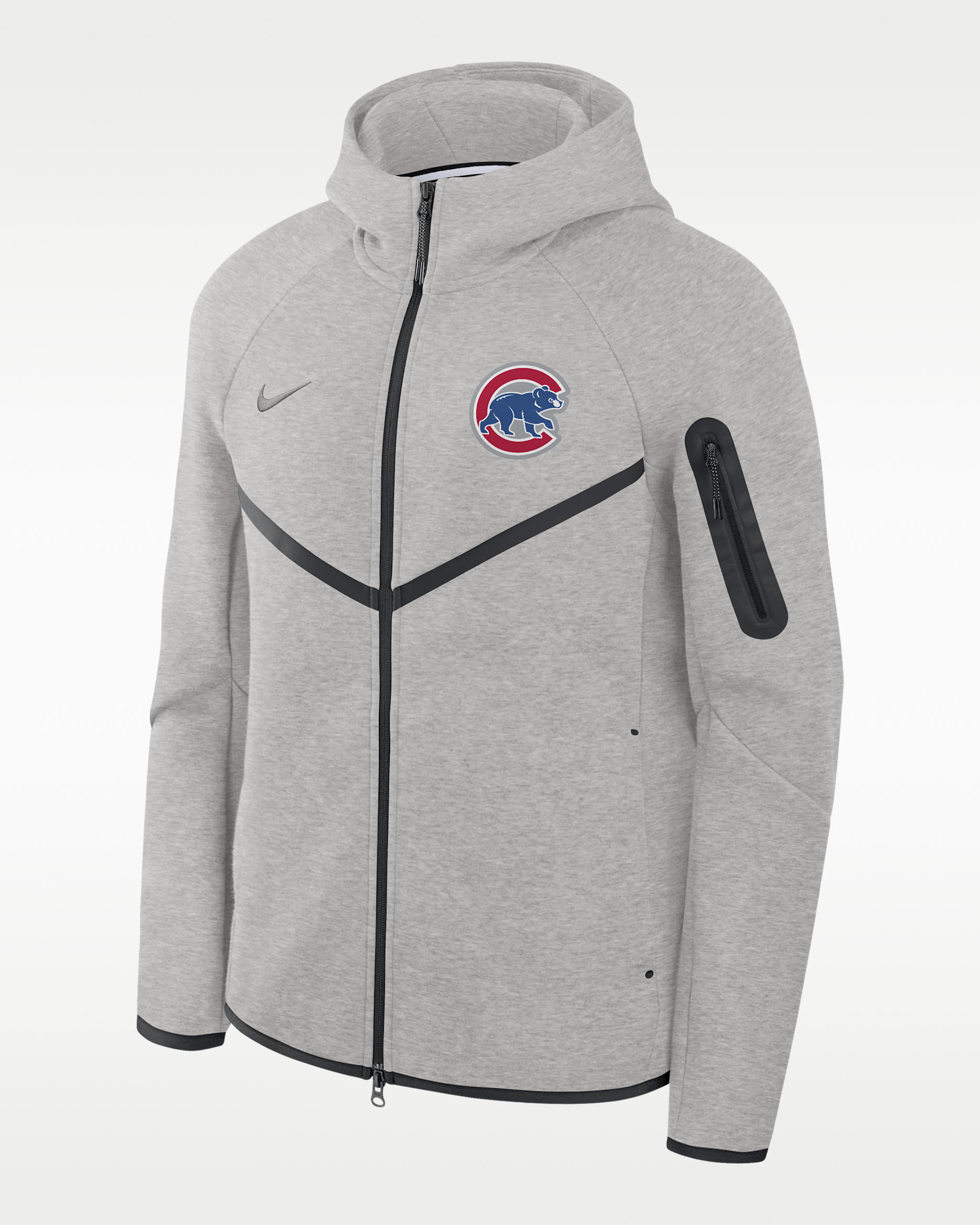 Chicago Cubs Tech Fleece Windrunner Men's Nike MLB Full-Zip Hooded Jacket - Grey
