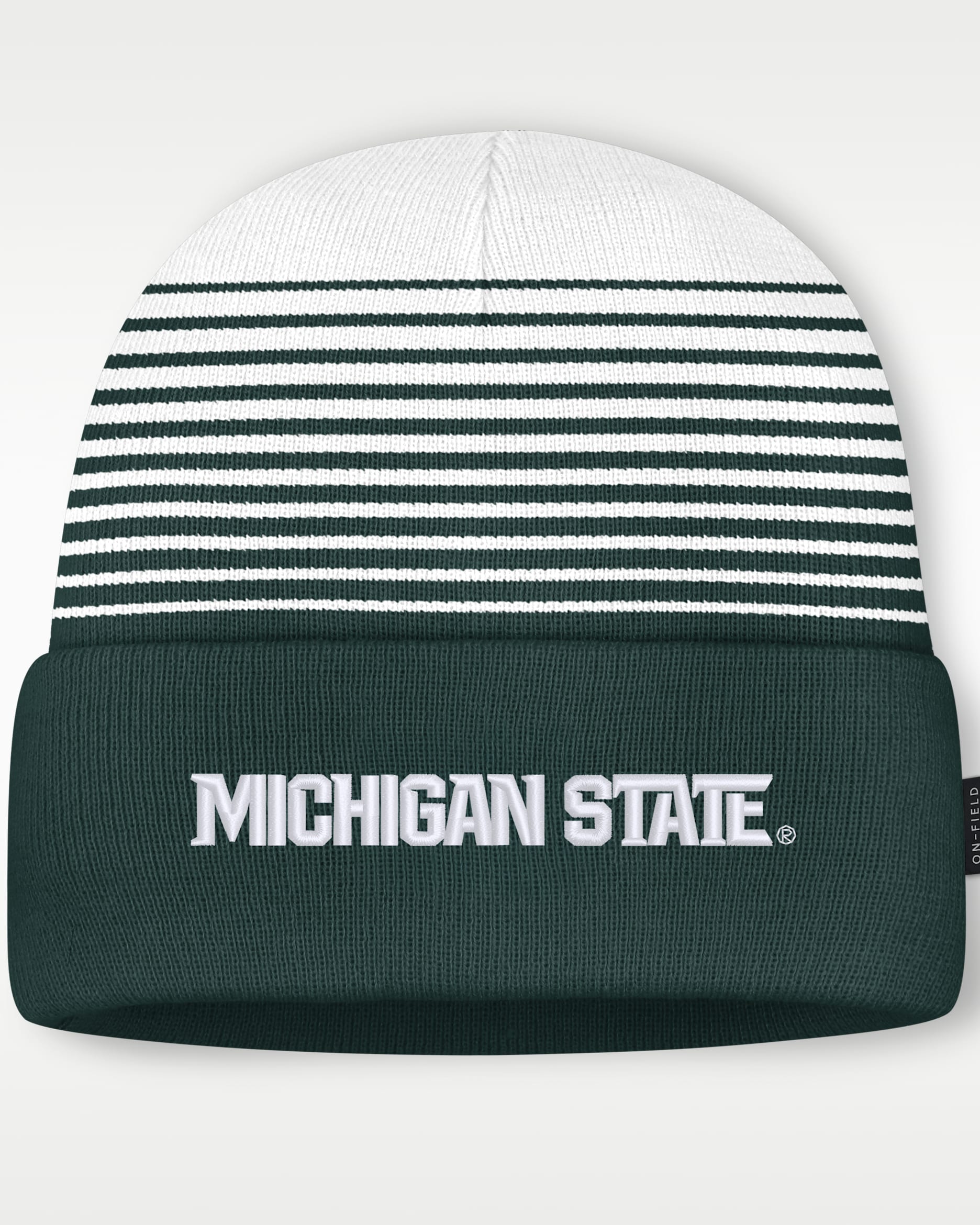 Michigan State Sideline Utility Men's Nike College Cuffed Beanie - Pro Green/White