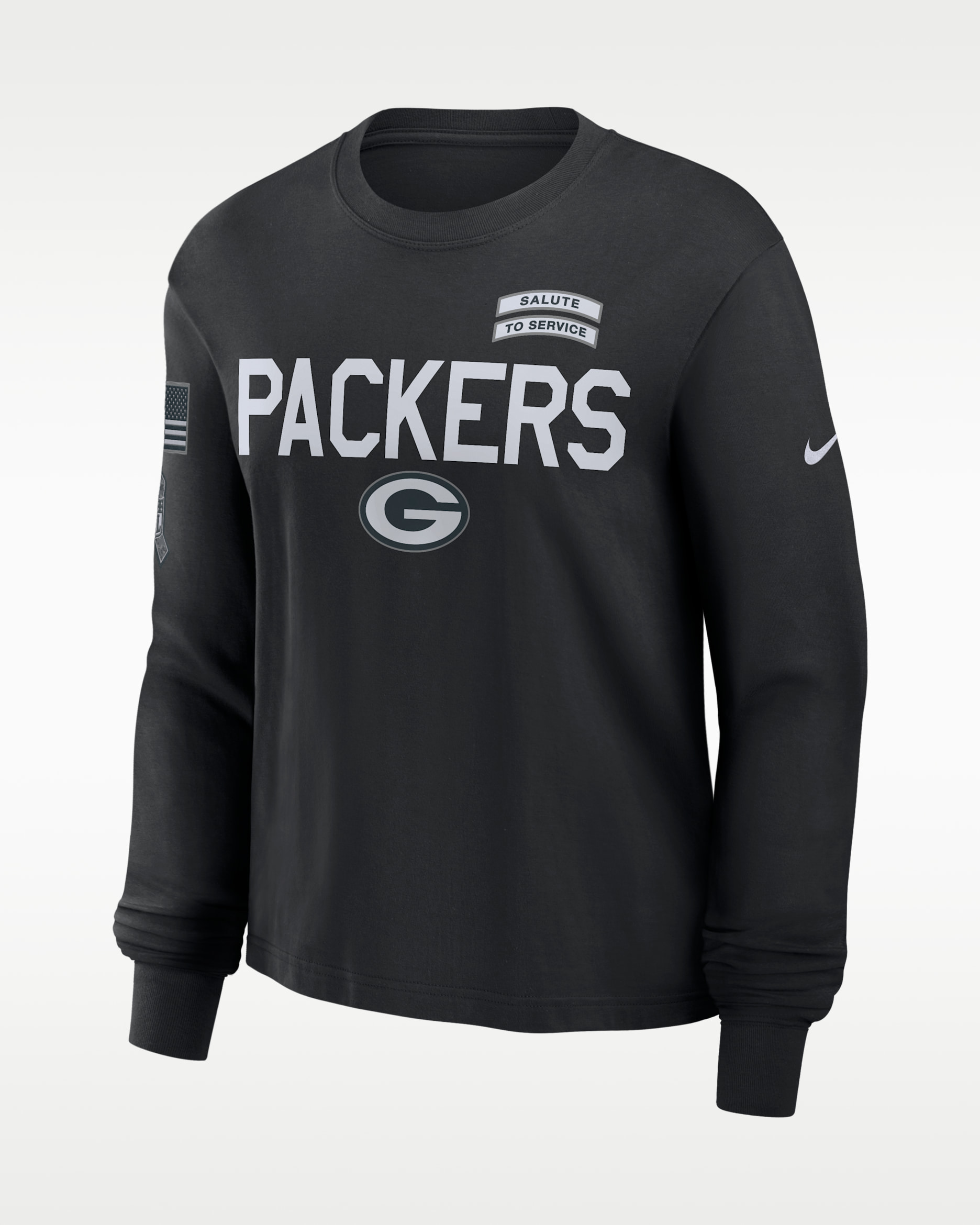 Green Bay Packers Salute to Service Sideline Women's Nike Dri-FIT NFL Long-Sleeve T-Shirt - Black