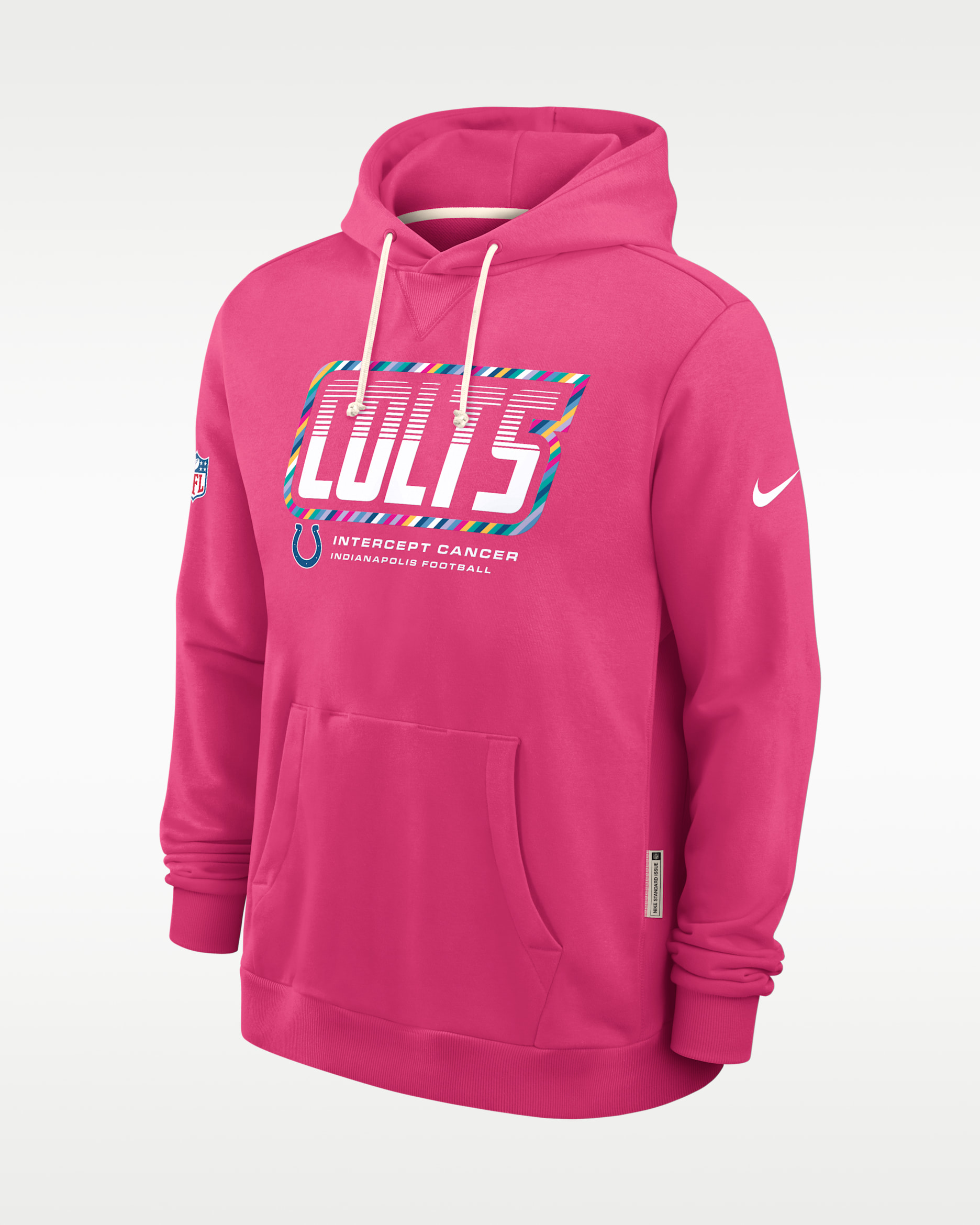 Indianapolis Colts Crucial Catch Sideline Standard Issue Men's Nike Dri-FIT NFL Pullover Hoodie - Pink