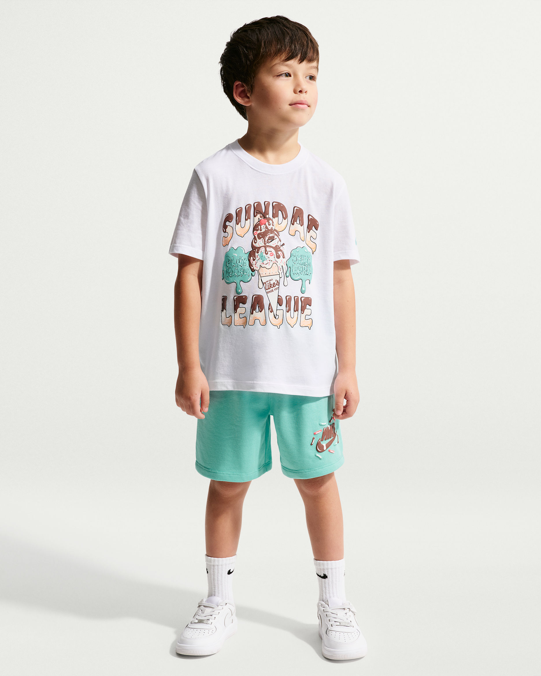 Nike Sportswear Little Kids' Sundae League 2-Piece Shorts Set - Bleached Turquoise