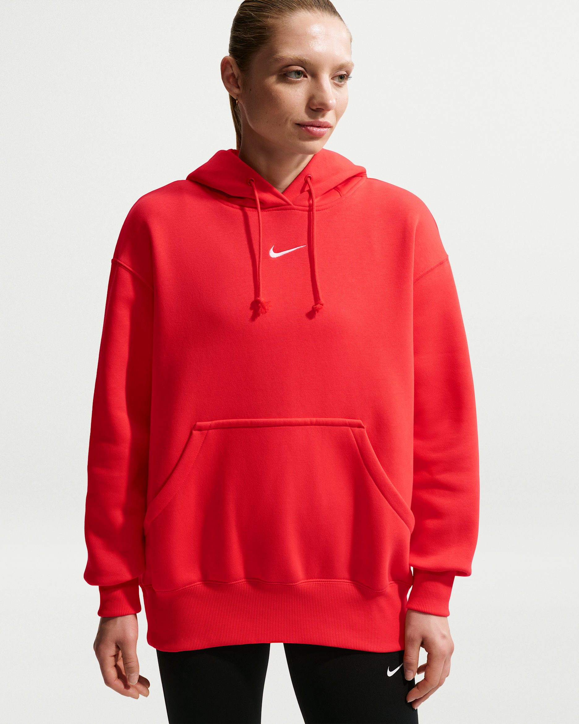 Sudadera con gorro sin cierre oversized para mujer Nike Sportswear Phoenix Fleece - Carmesí claro/Vela