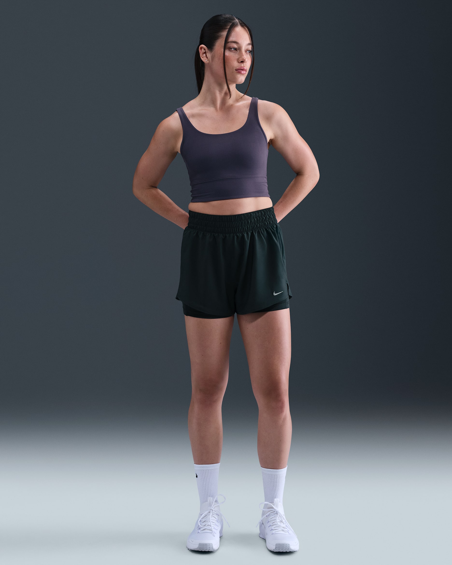 Nike One Women's Dri-FIT High-Waisted 3" 2-in-1 Shorts - Seaweed