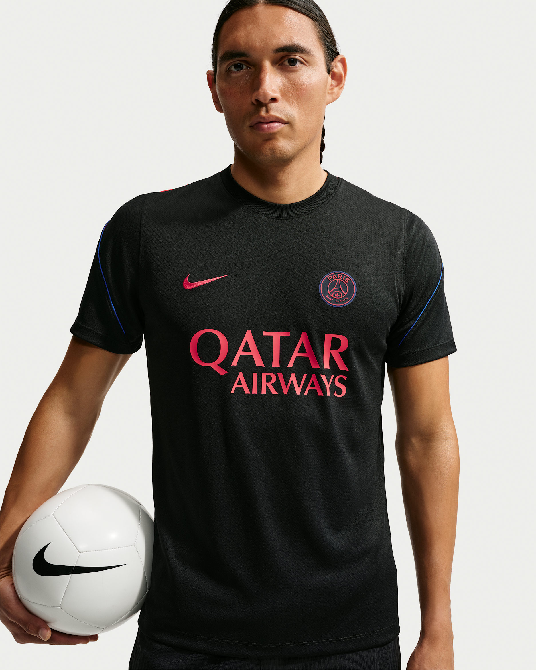 Paris Saint-Germain Strike Men's Nike Football Dri-FIT Short-Sleeve Top - Black/Hyper Royal/Global Red/Global Red