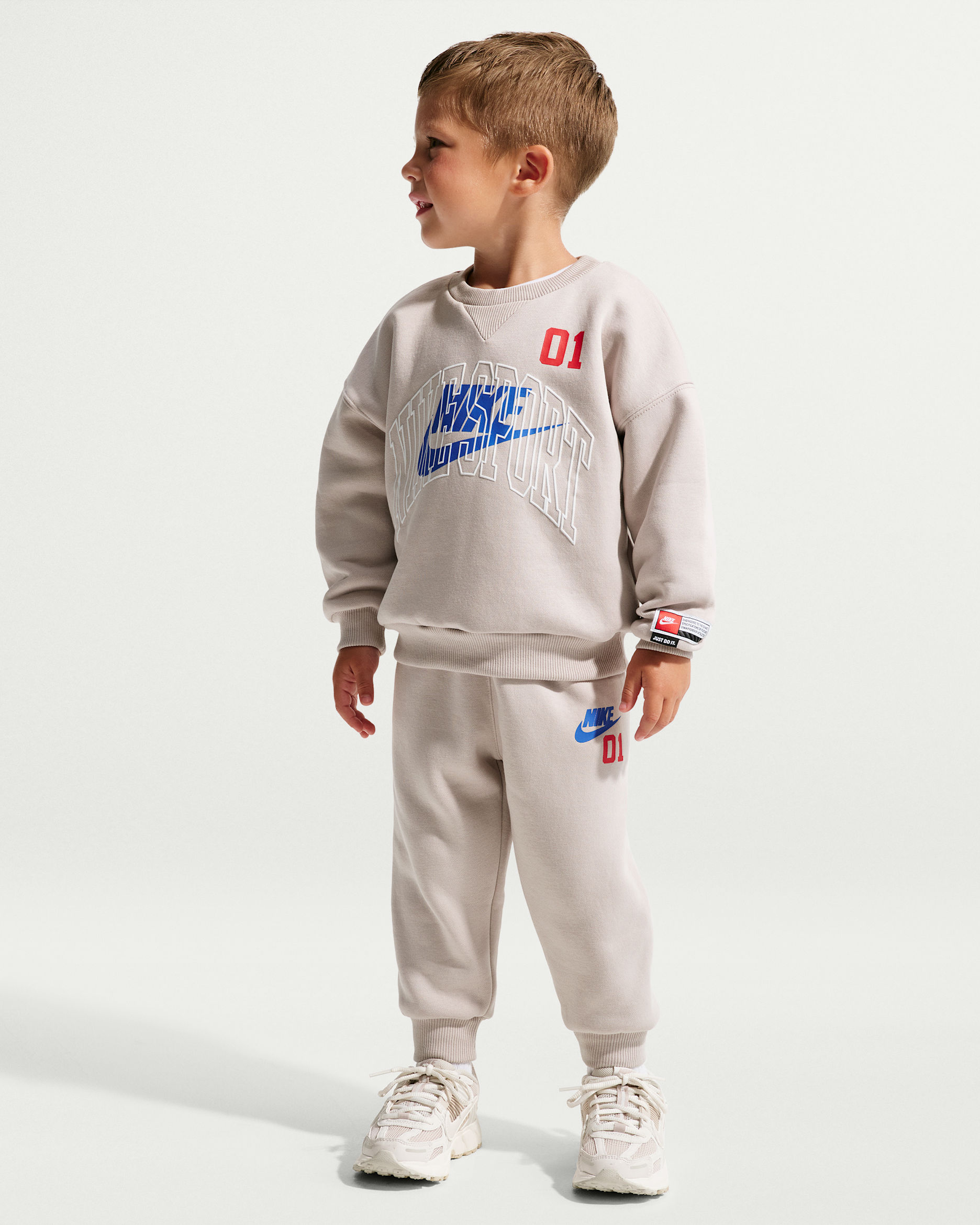 Nike Sportswear Toddler Multisport 2-Piece Fleece Crew Set - Moon Particle