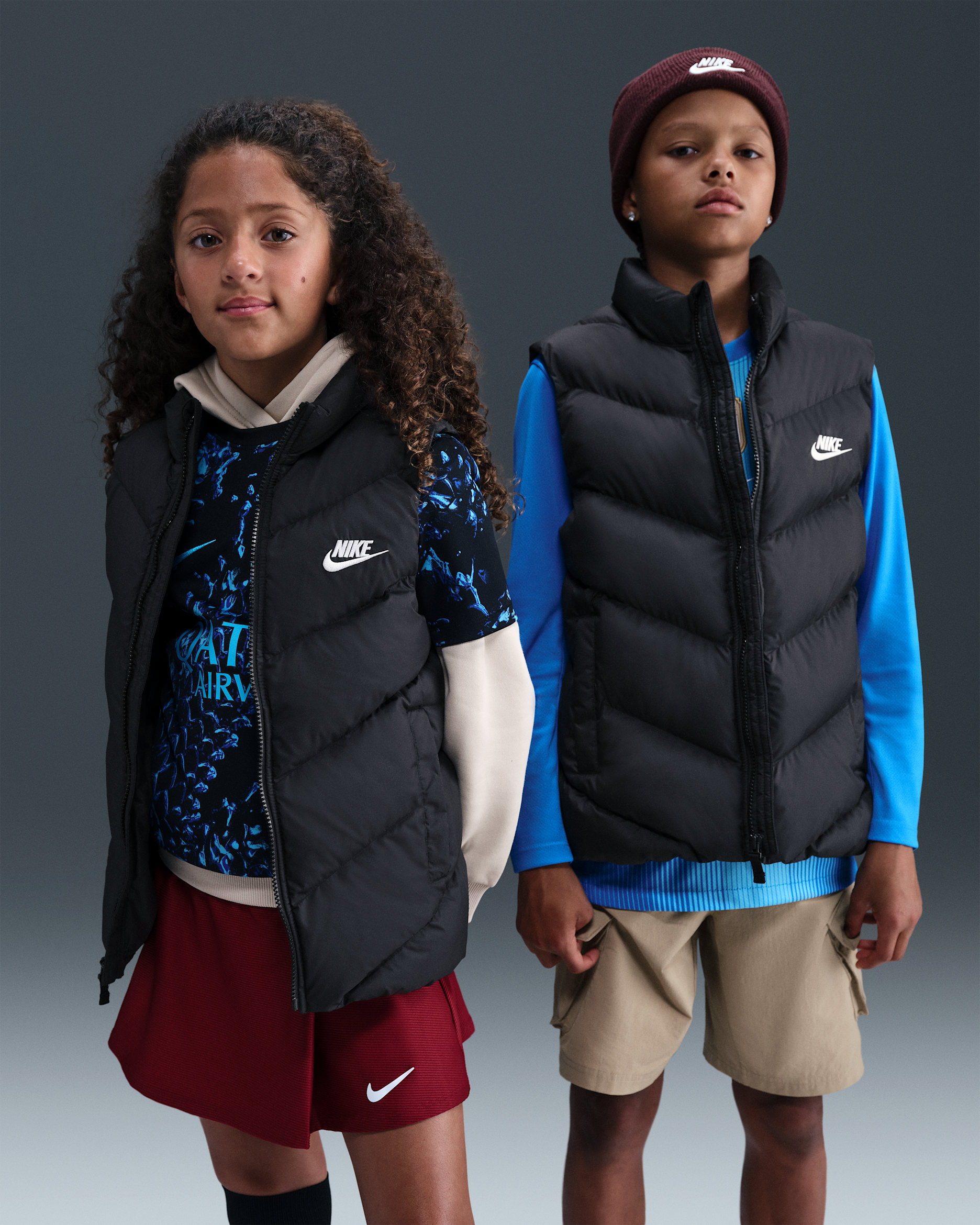 Doudoune sans manches ample Therma-FIT Nike Sportswear All Day Play pour ado - Noir/Blanc
