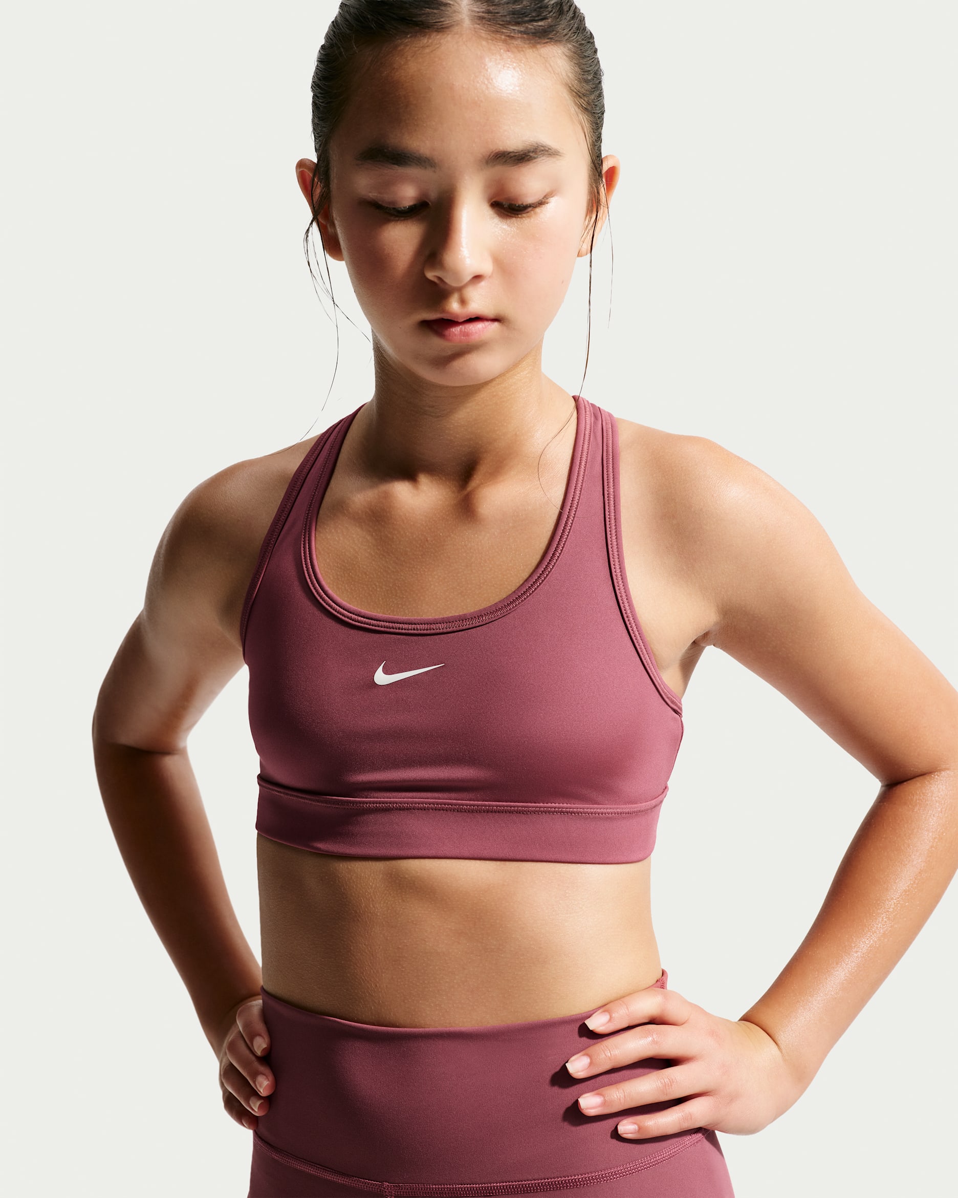 Nike Swoosh Girls' Sports Bra - Pink Smoke
