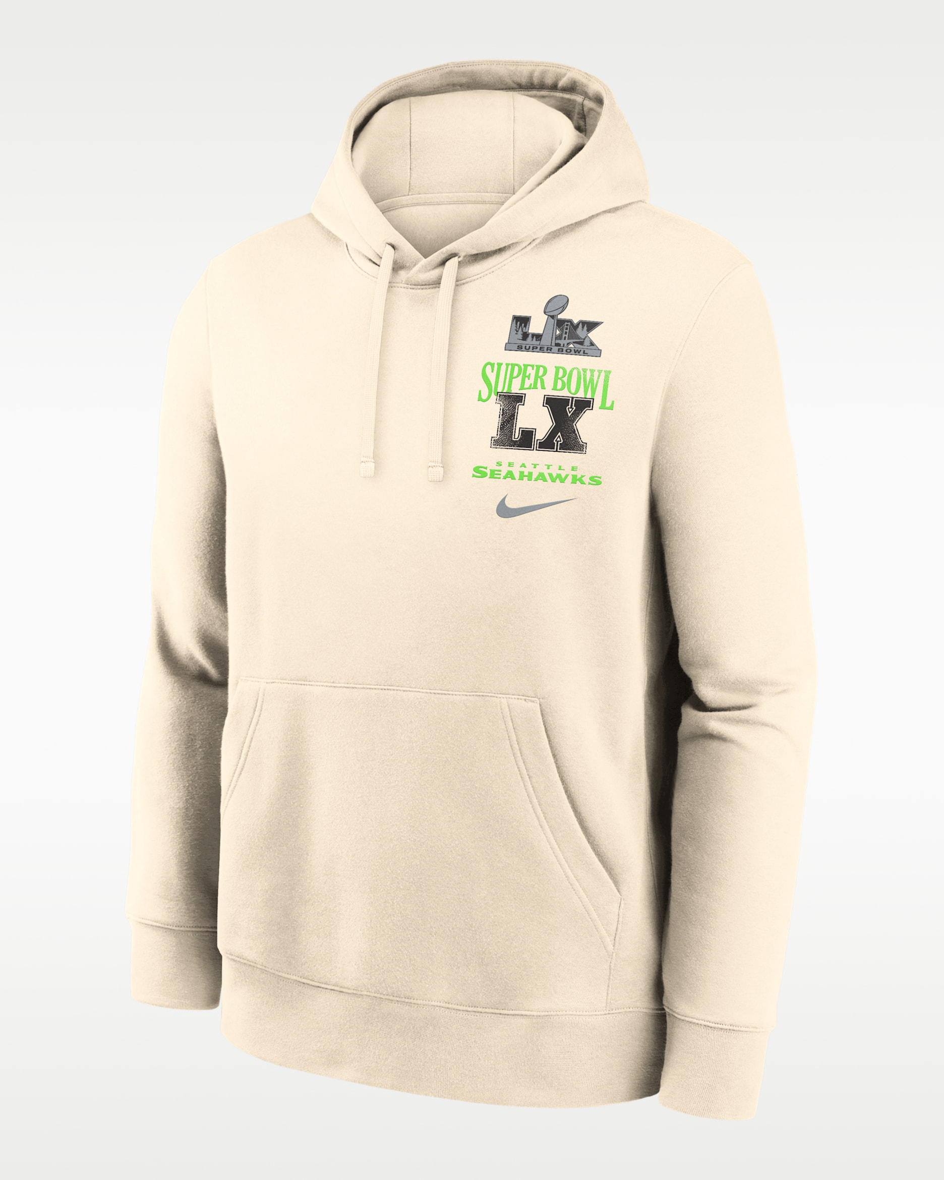 Seattle Seahawks Super Bowl LX Champions Long Ball Club Men's Nike NFL Pullover Hoodie - Natural
