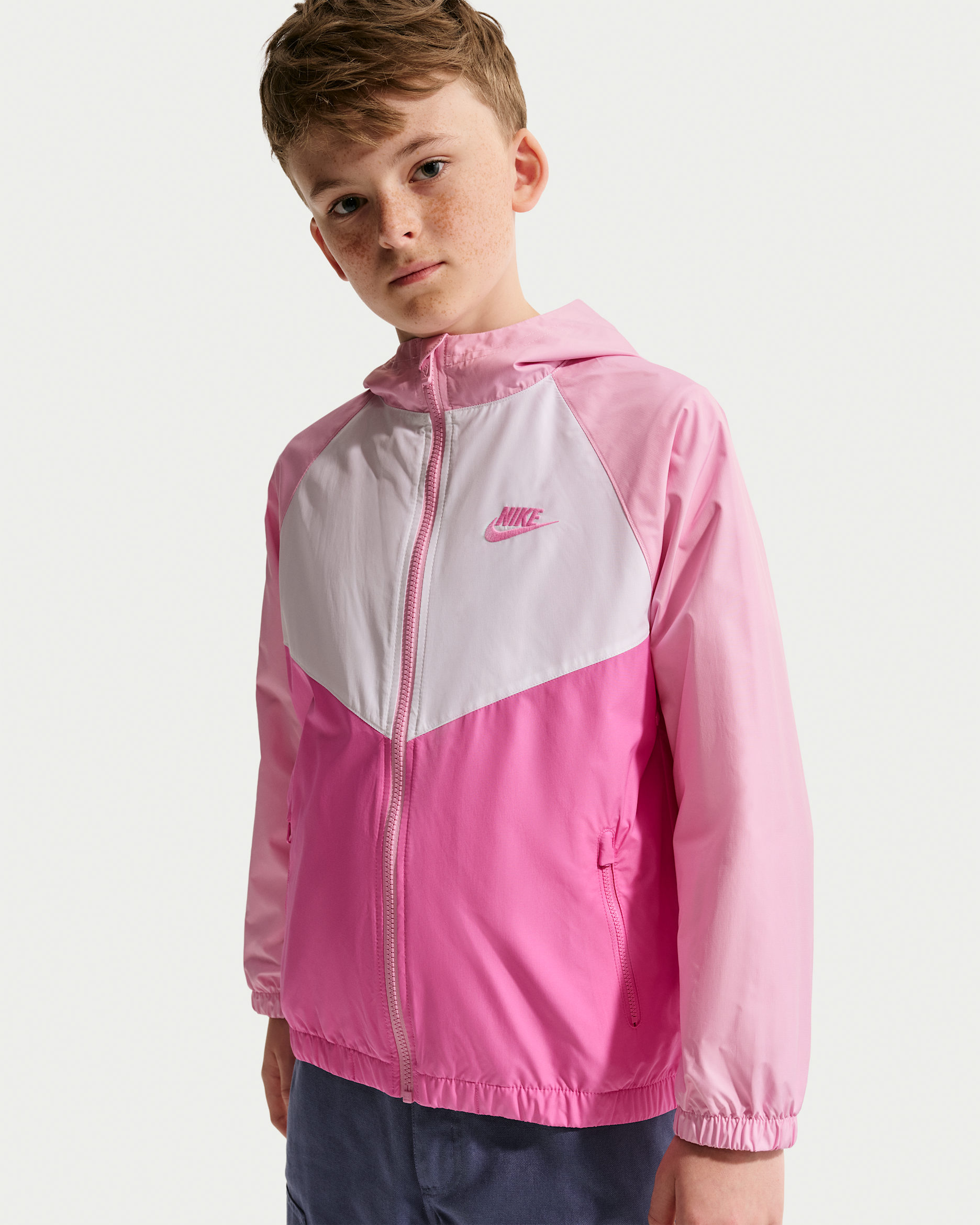 Nike Sportswear Windrunner Older Kids' Hooded Repel Jacket - Pink Rise/Playful Pink/White/Playful Pink