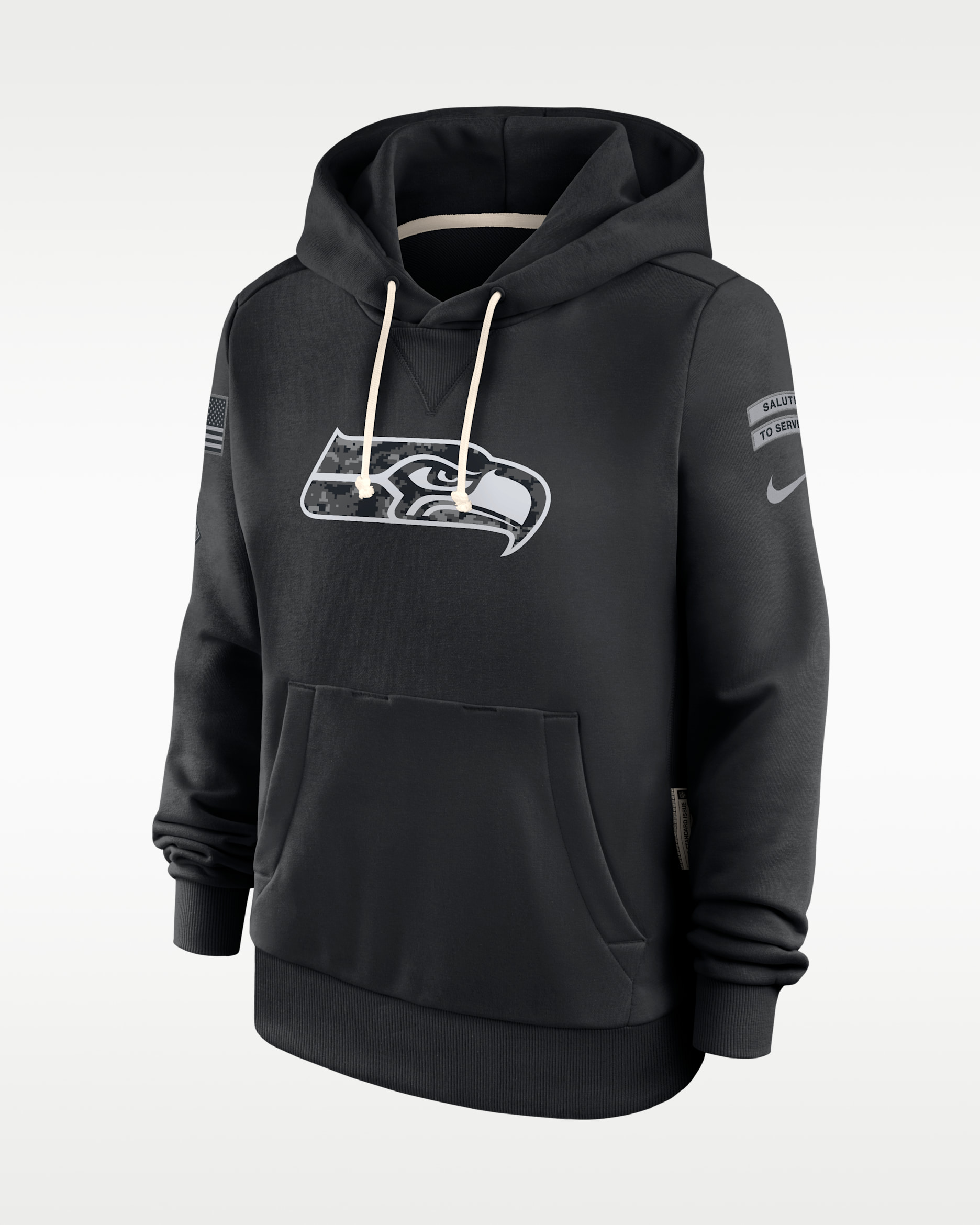 Seattle Seahawks Salute to Service Sideline Women's Nike Dri-FIT NFL Pullover Hoodie - Black