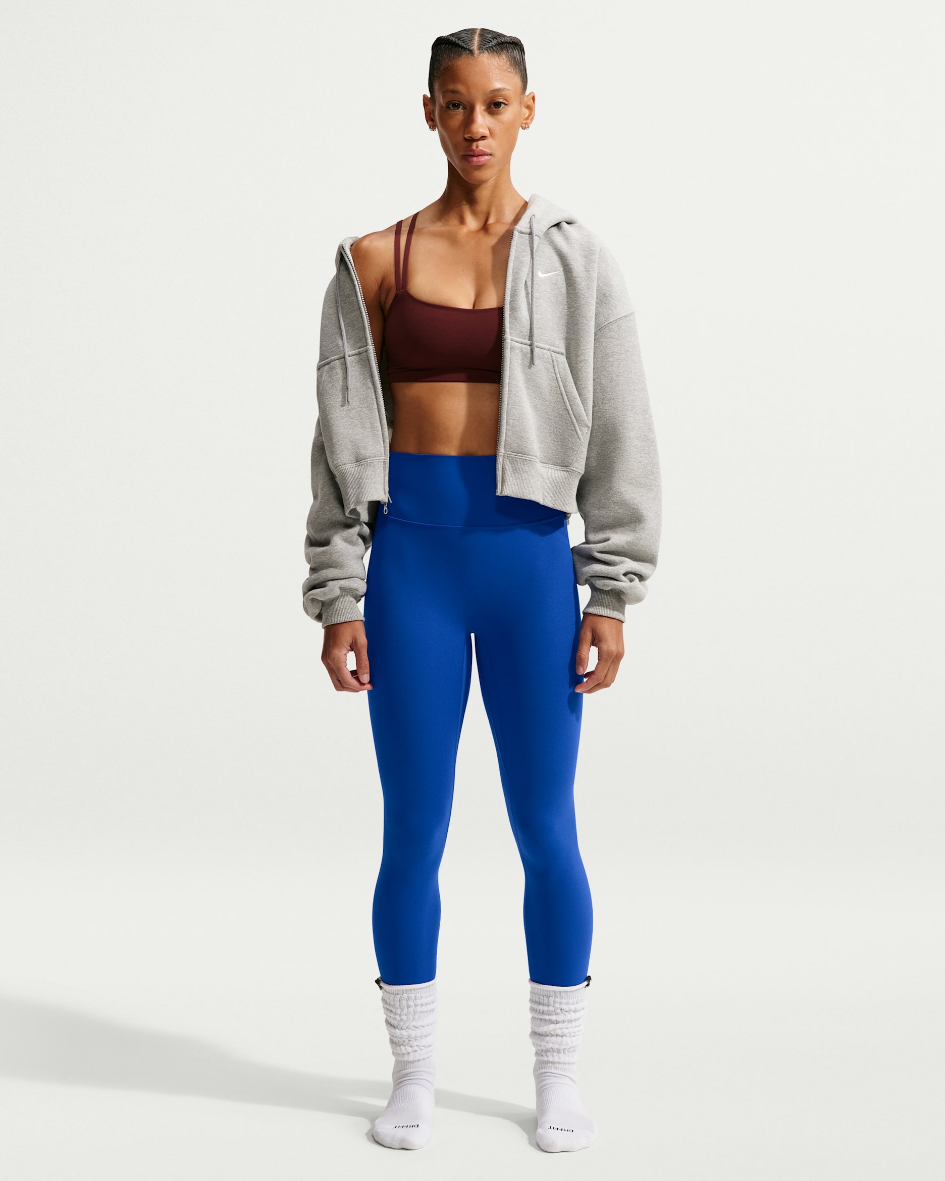Nike Zenvy Women's High-Waisted 7/8 Leggings with No Front Seam - Old Royal/White
